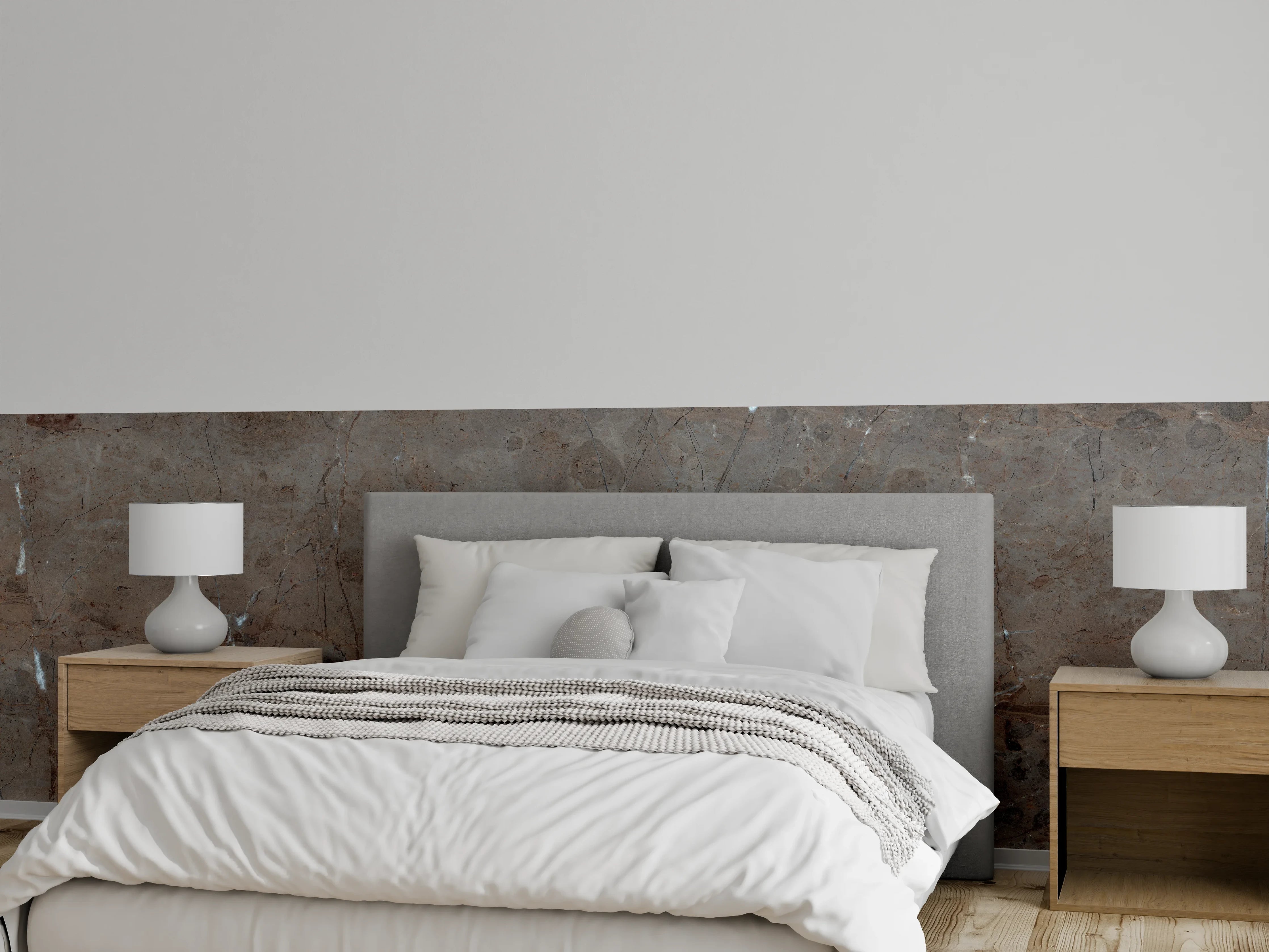 Wandverkleidung Schlafzimmer - Edler brauner Marmor mit Maserung