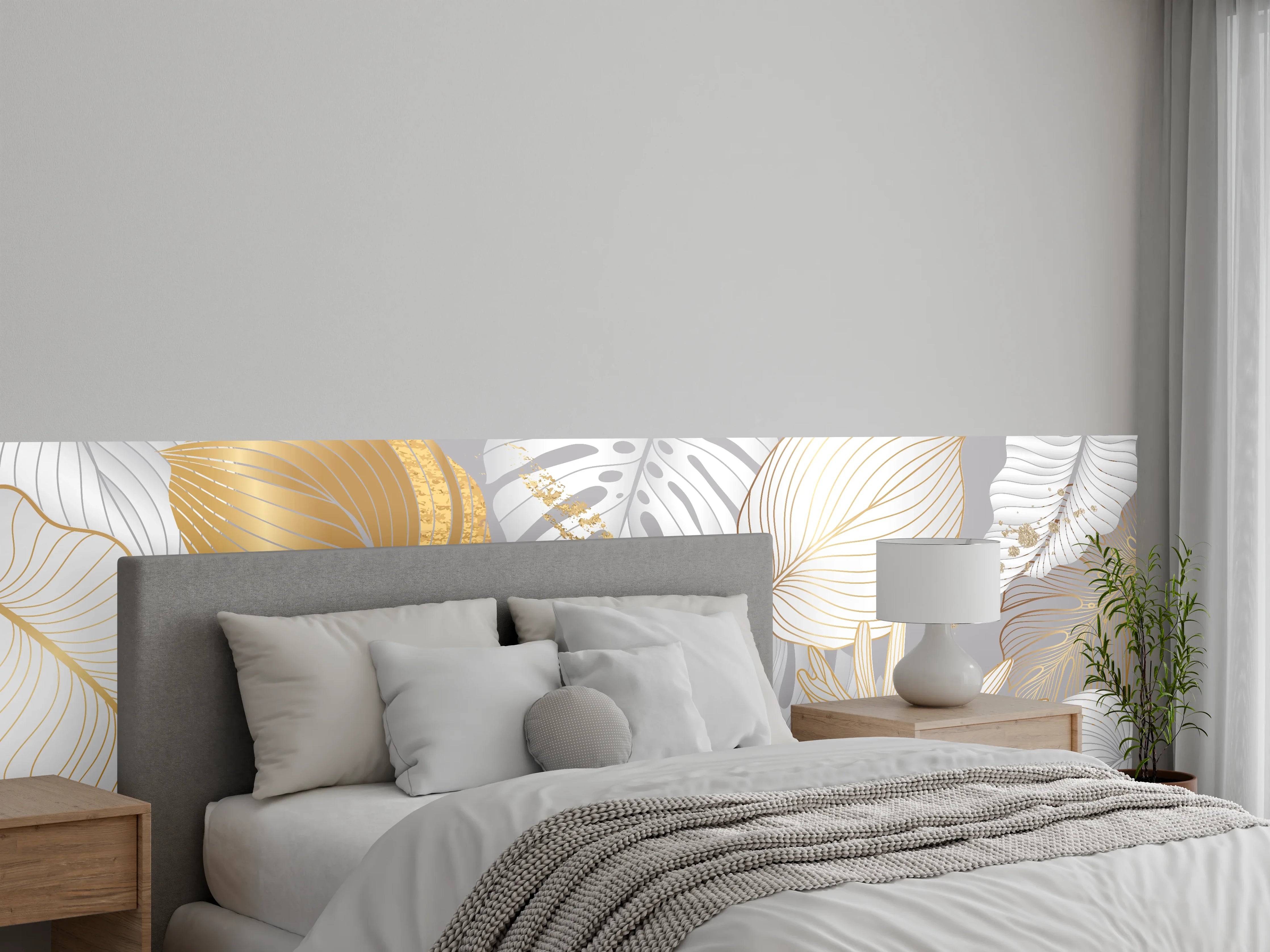 Wandverkleidung Schlafzimmer - Edles Gold-Blatt-Design