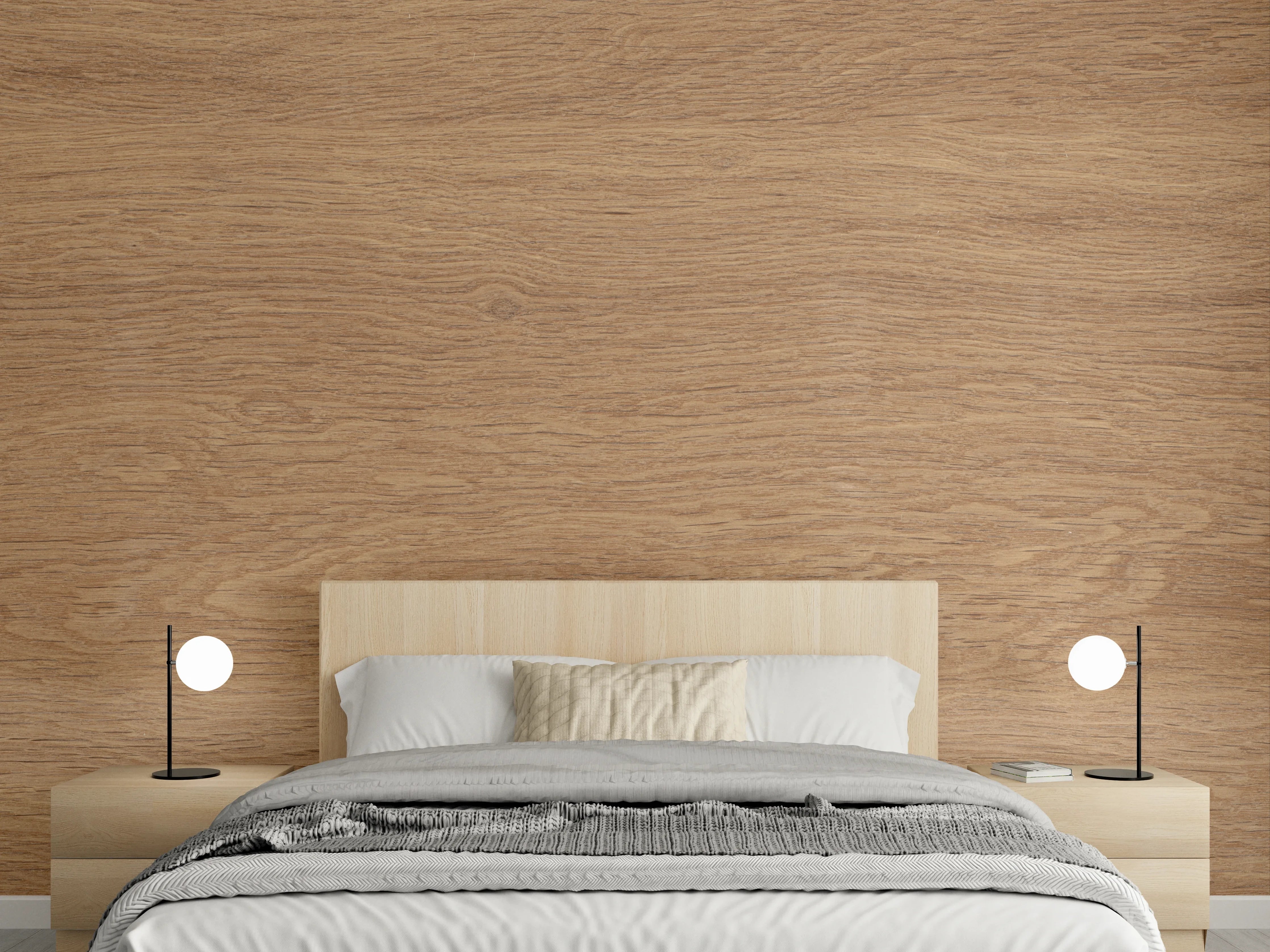 Wandverkleidung Schlafzimmer - Eiche Parkett Holz Textur