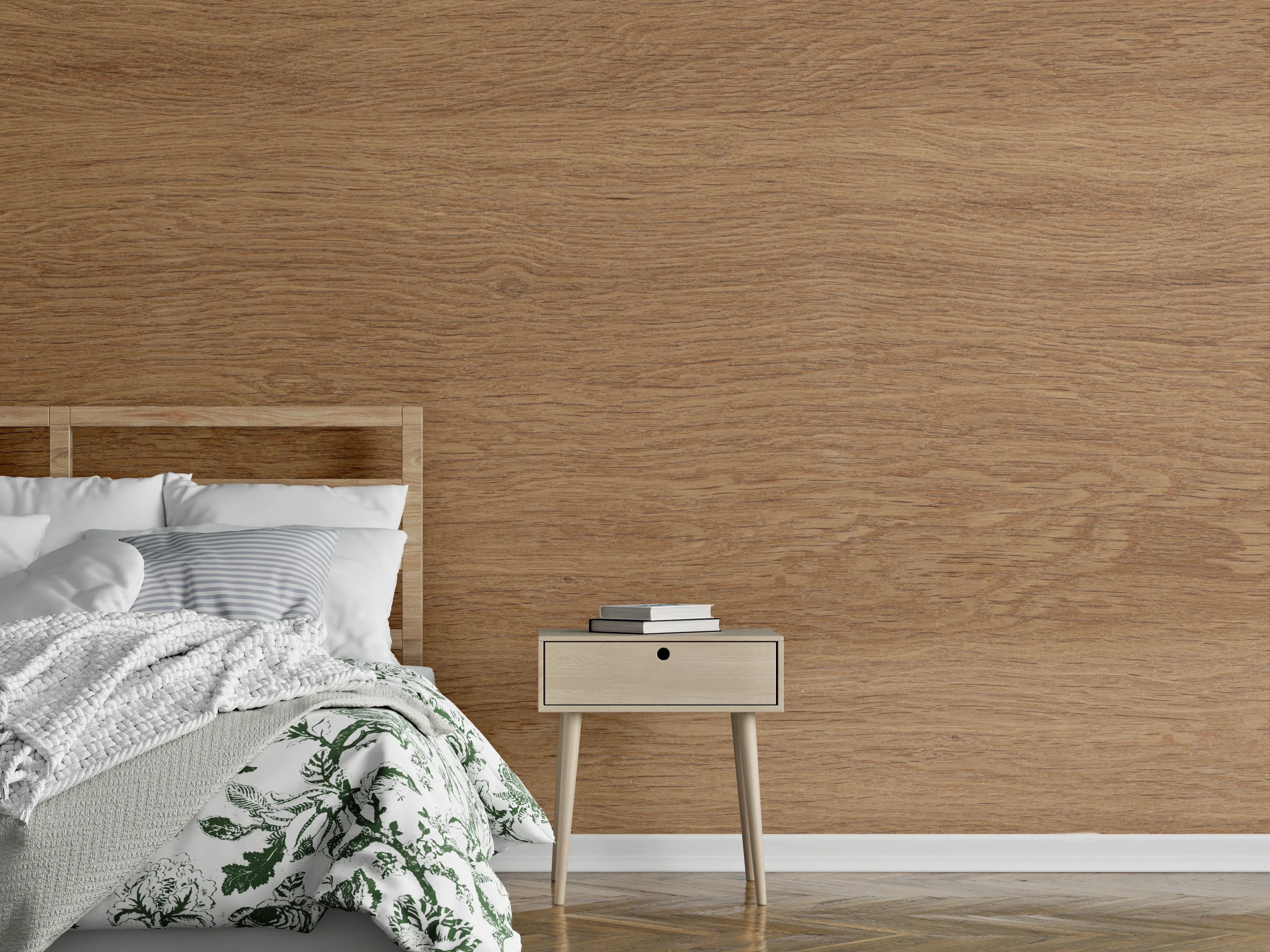 Wandverkleidung Schlafzimmer - Eiche Parkett Holz Textur