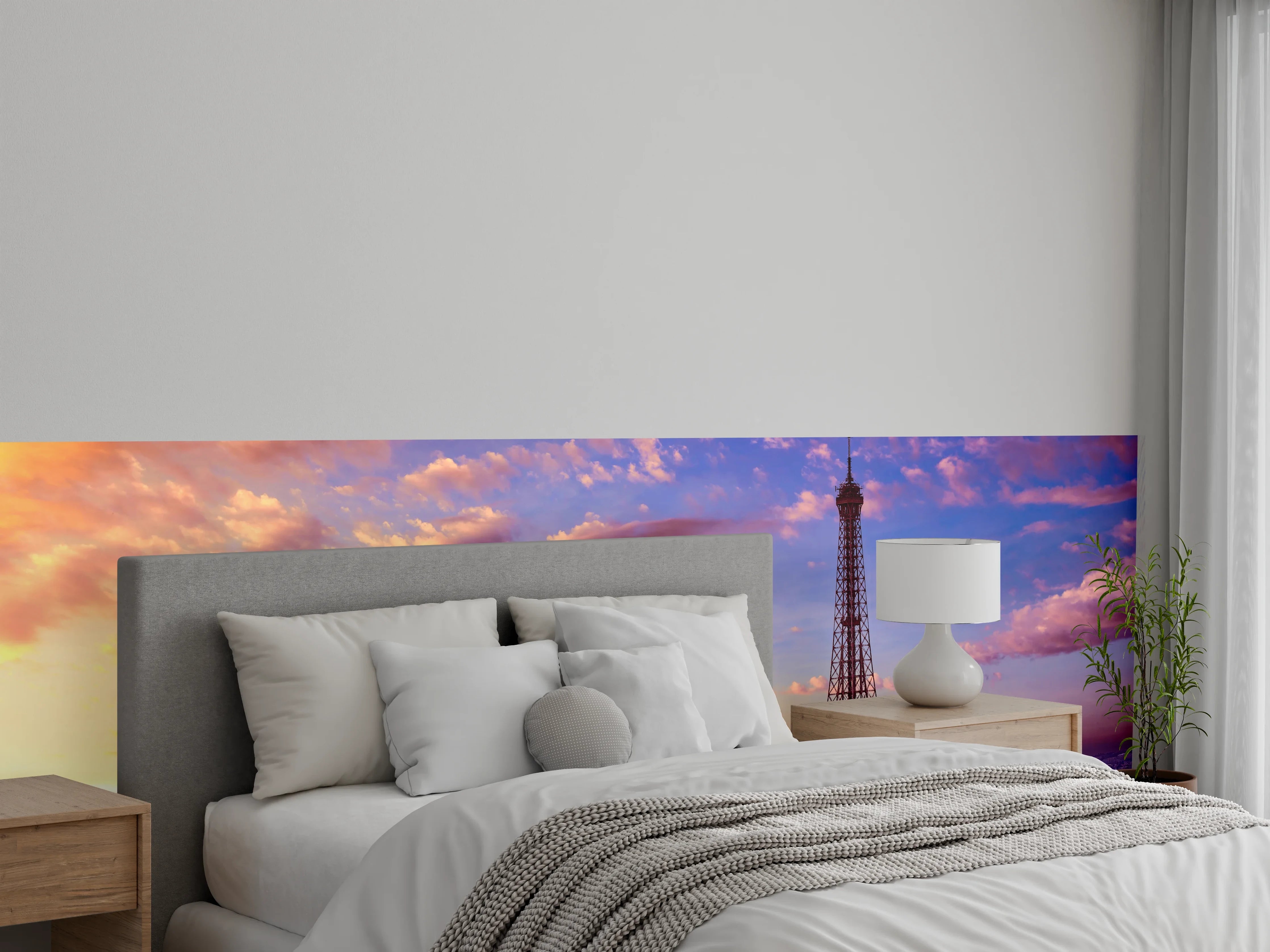 Wandverkleidung Schlafzimmer - Eiffelturm Paris im Sonnenuntergang