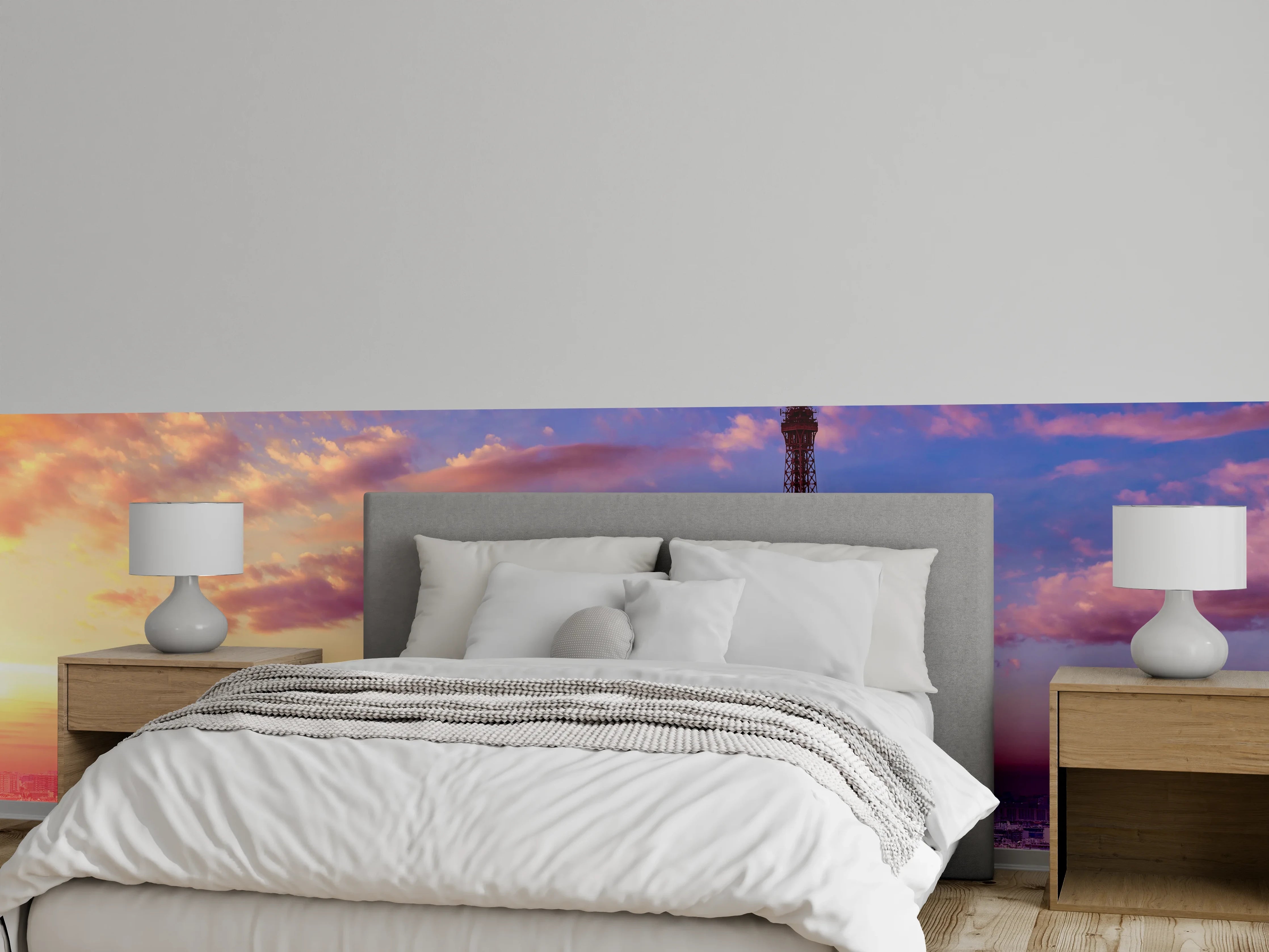 Wandverkleidung Schlafzimmer - Eiffelturm Paris im Sonnenuntergang