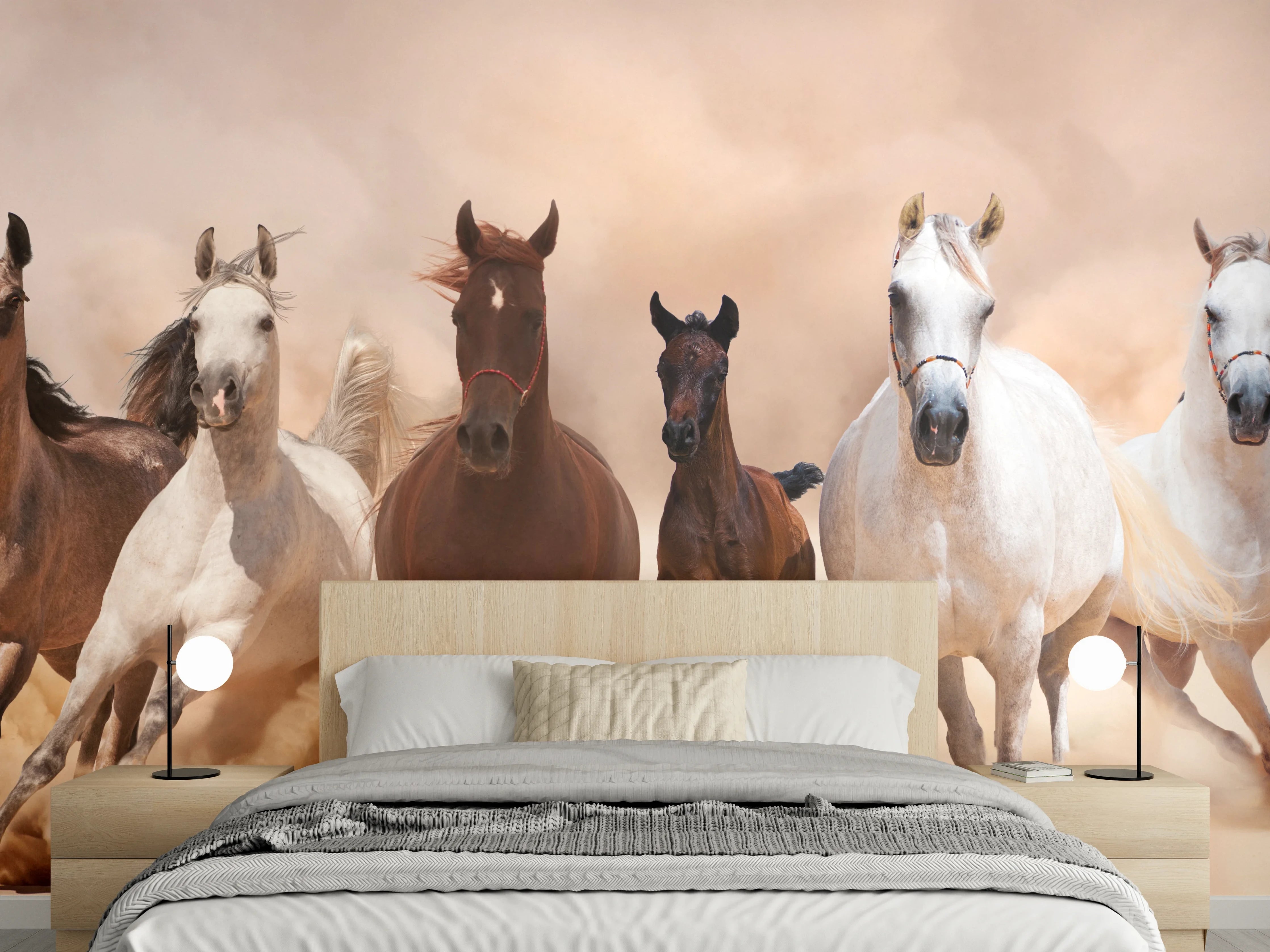 Wandverkleidung Schlafzimmer - Eine Herde von Pferden