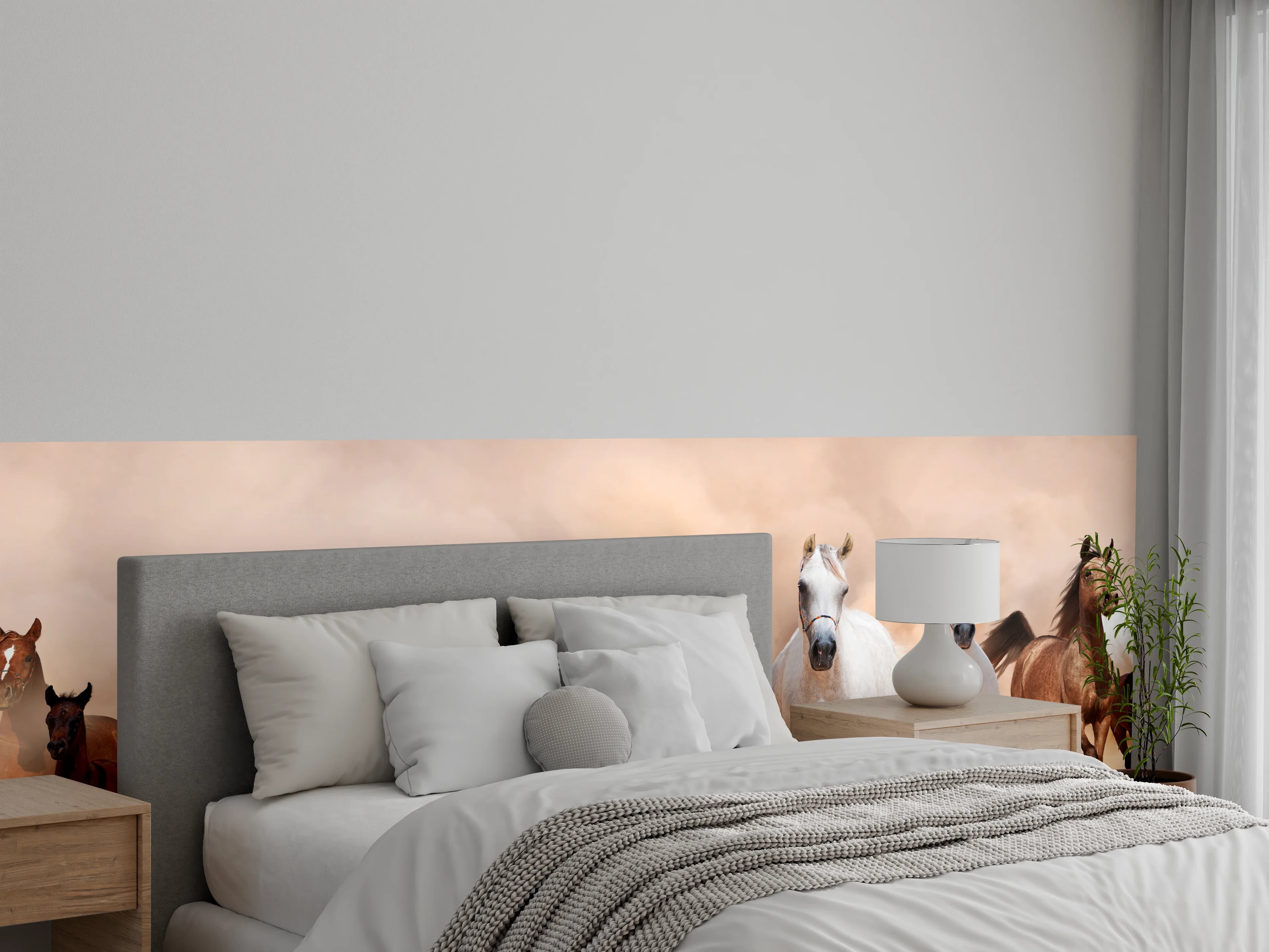 Wandverkleidung Schlafzimmer - Eine Herde von Pferden