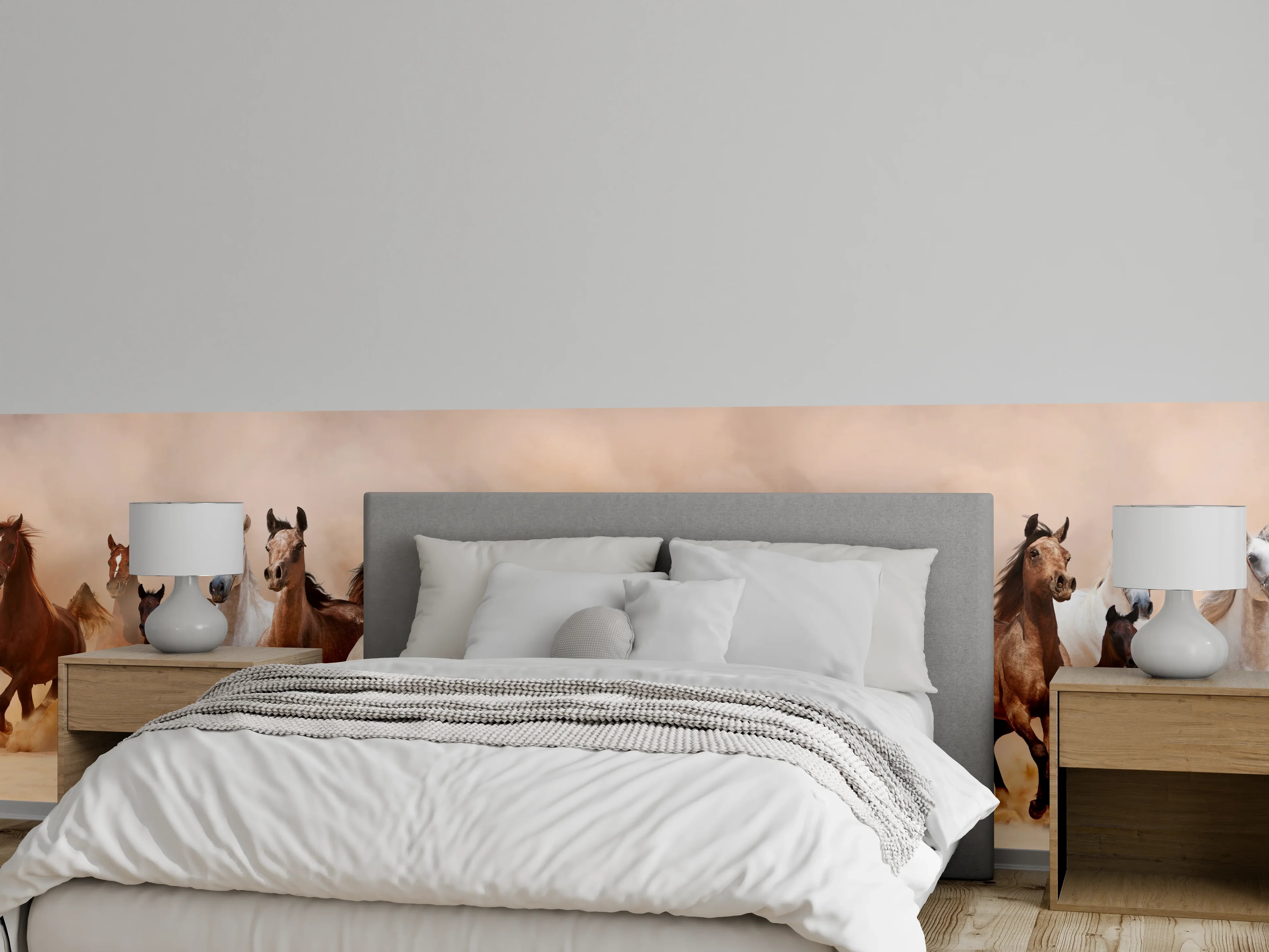 Wandverkleidung Schlafzimmer - Eine Herde von Pferden