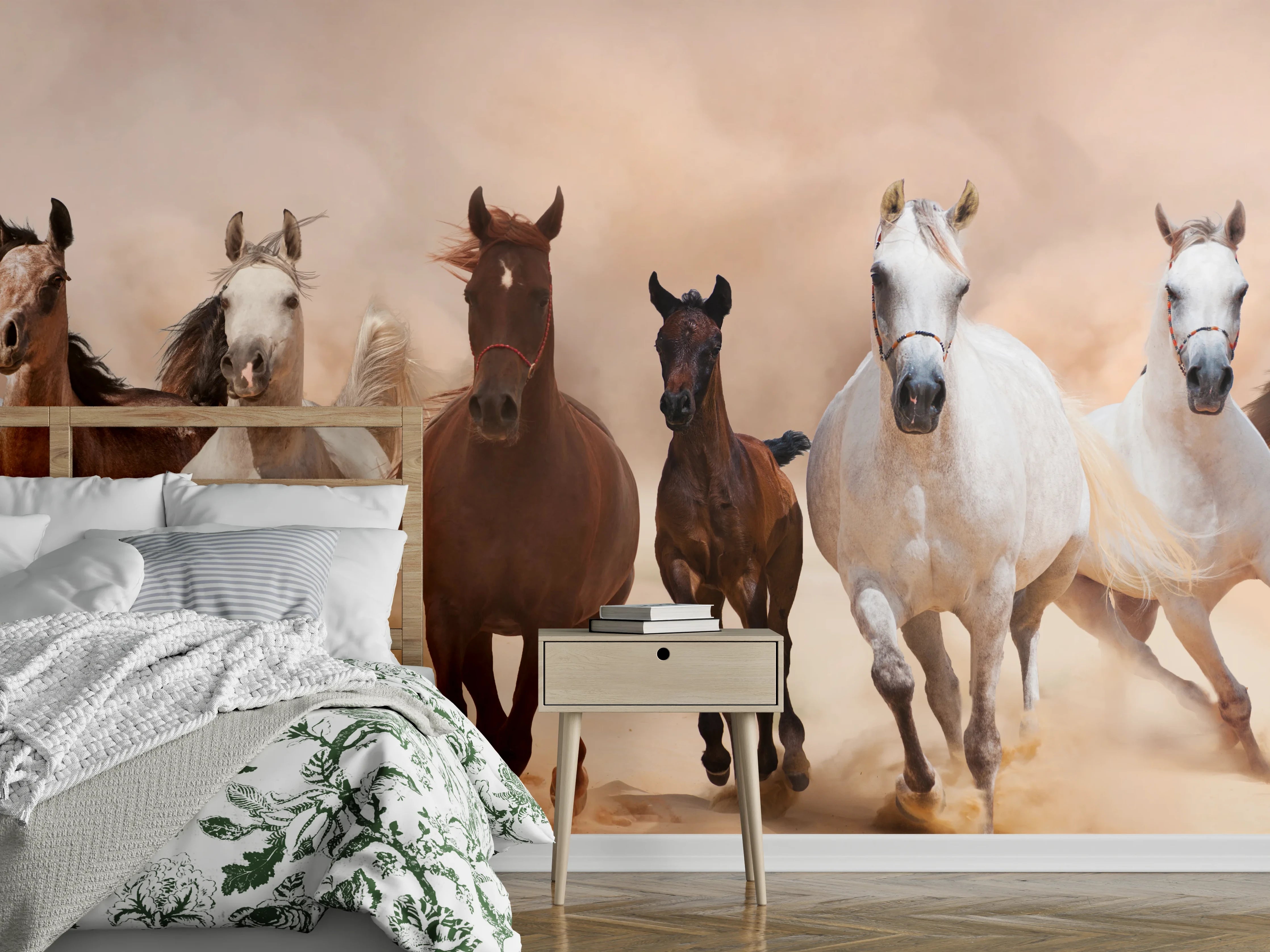 Wandverkleidung Schlafzimmer - Eine Herde von Pferden