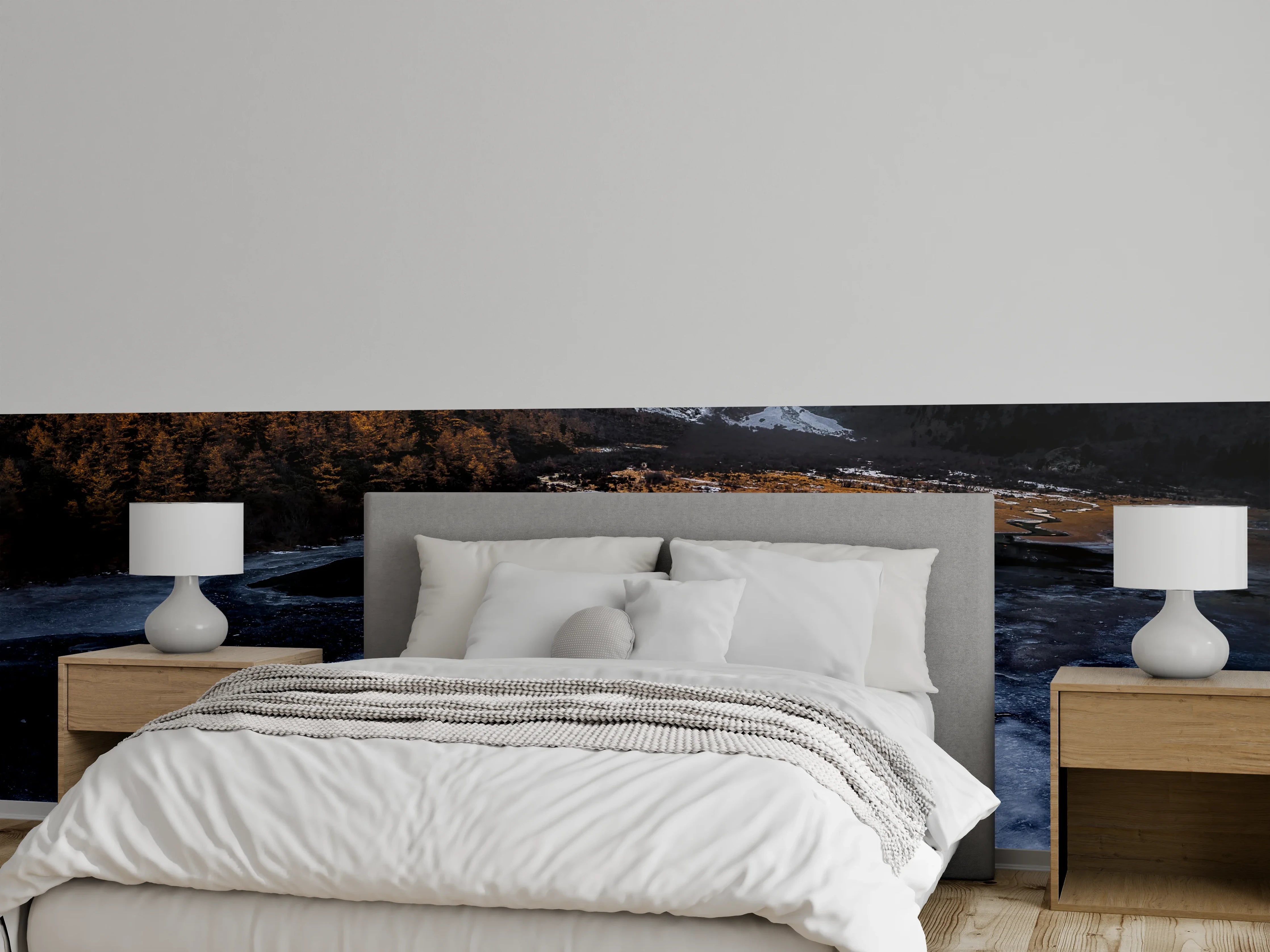 Wandverkleidung Schlafzimmer - Eisige Alpenlandschaft mit Sonnenaufgang