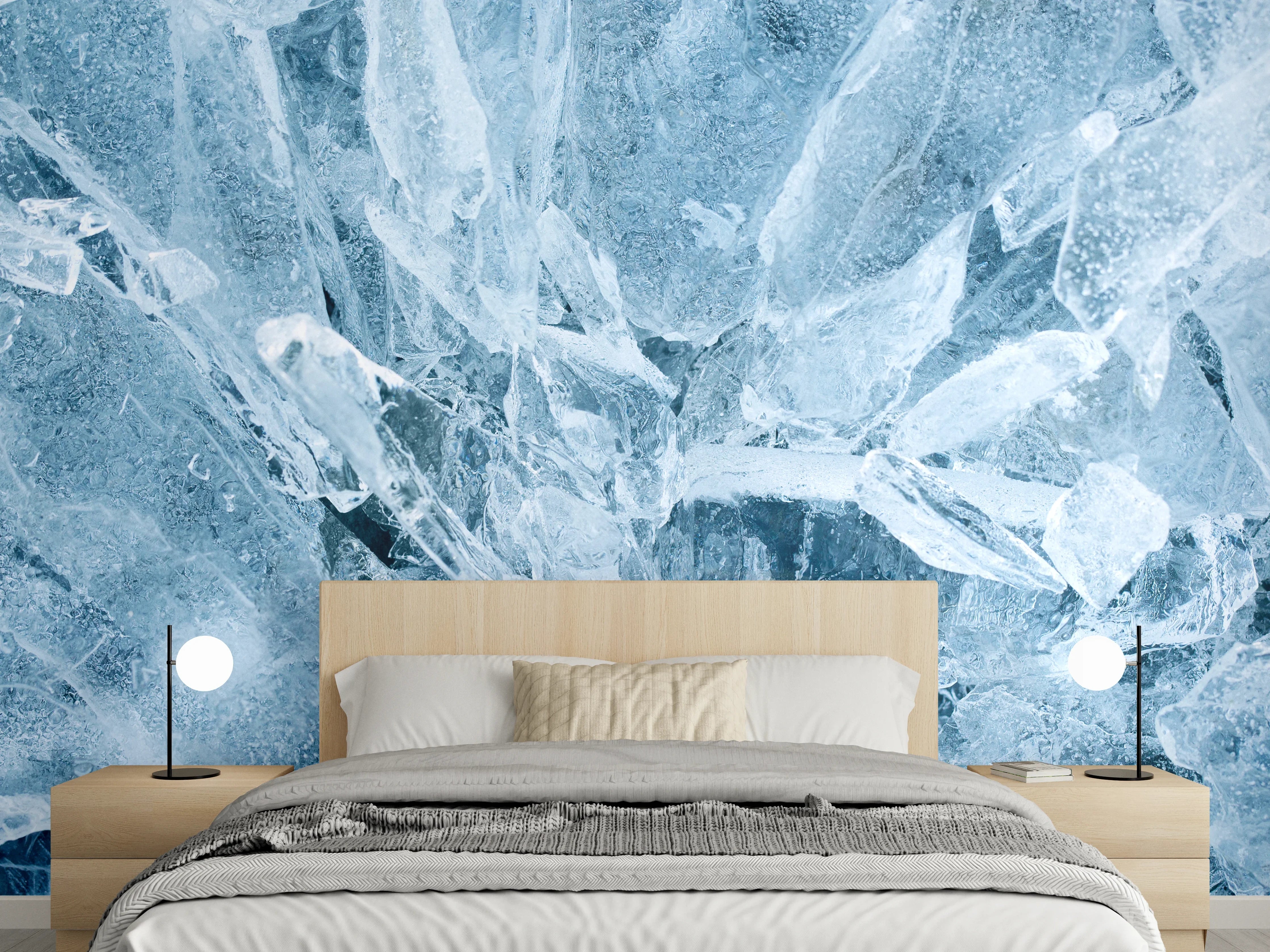 Wandverkleidung Schlafzimmer - Eisstruktur Textur Makro Naturfotografie