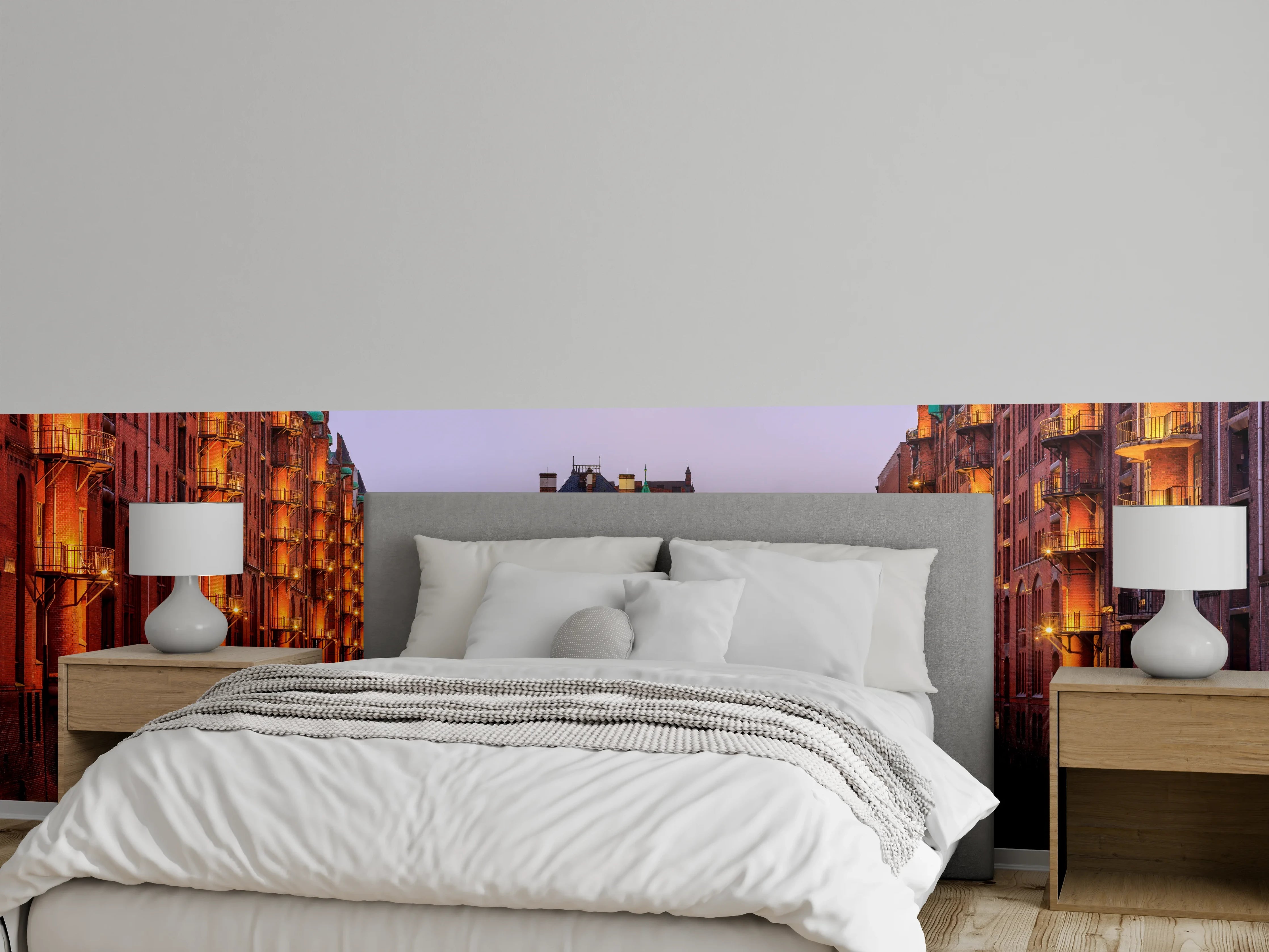 Wandverkleidung Schlafzimmer - Elbe Hamburg im Nacht