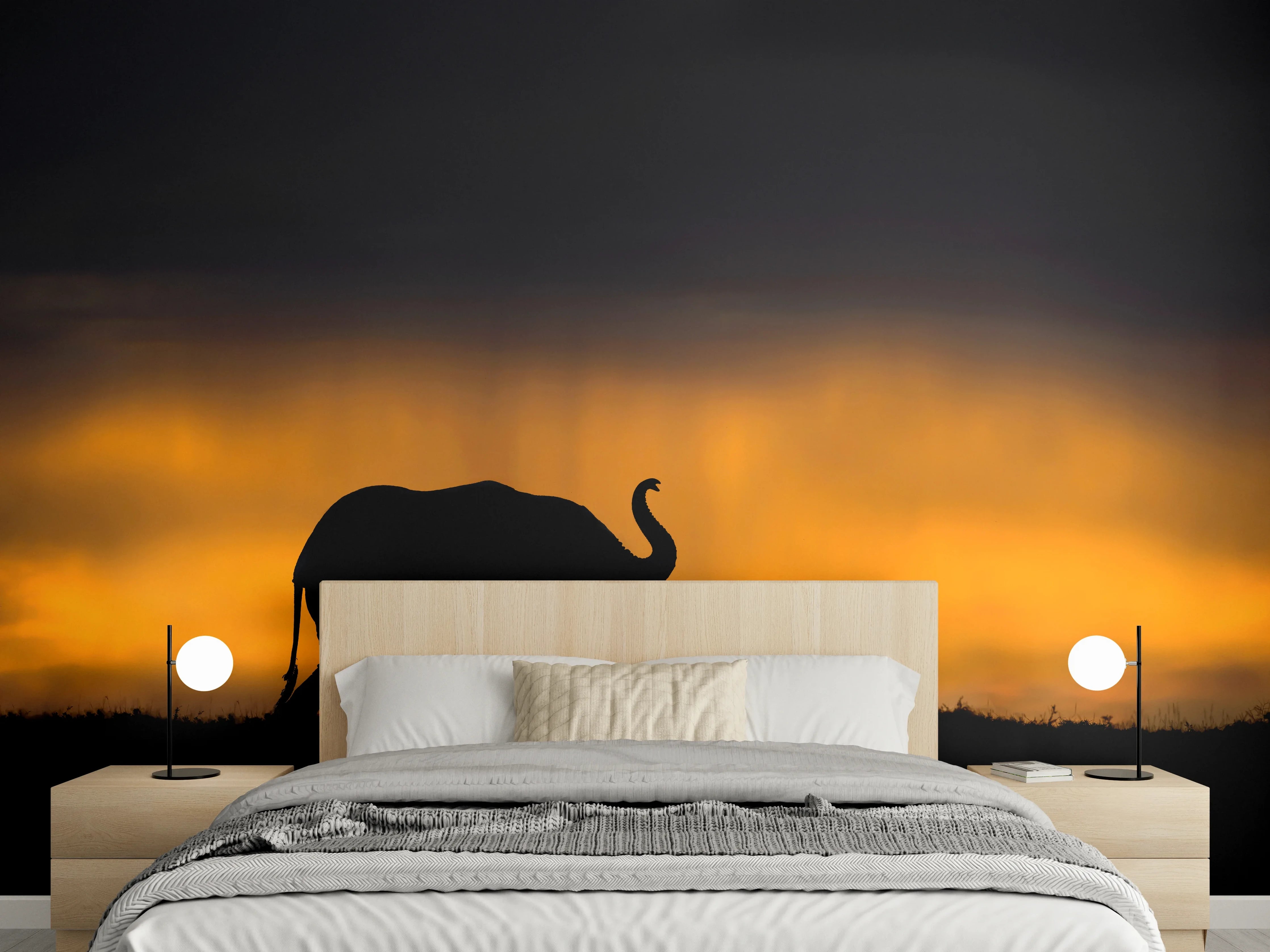 Wandverkleidung Schlafzimmer - Elefant im Sturm