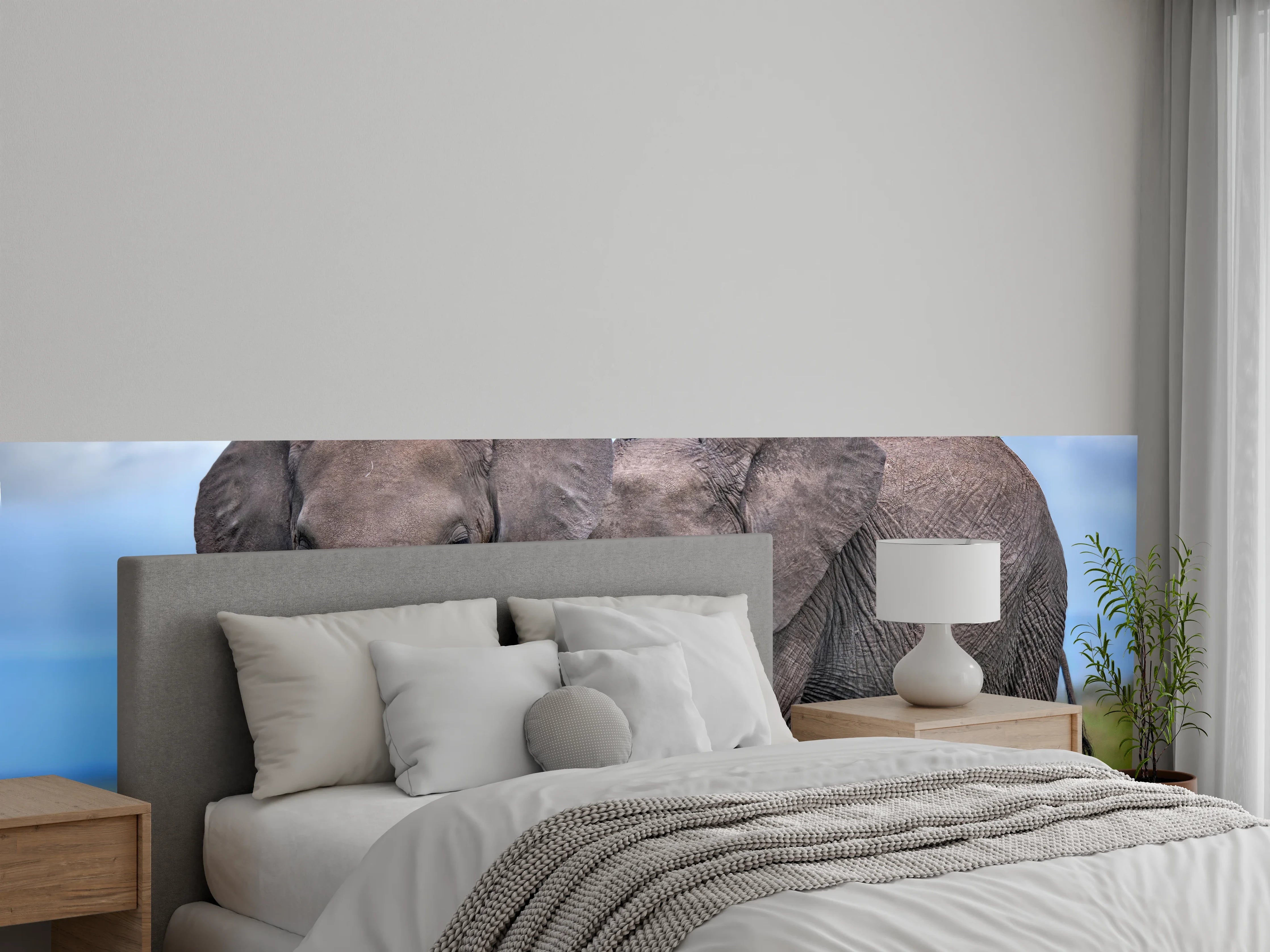 Wandverkleidung Schlafzimmer - Elefanten Familie - Afrika