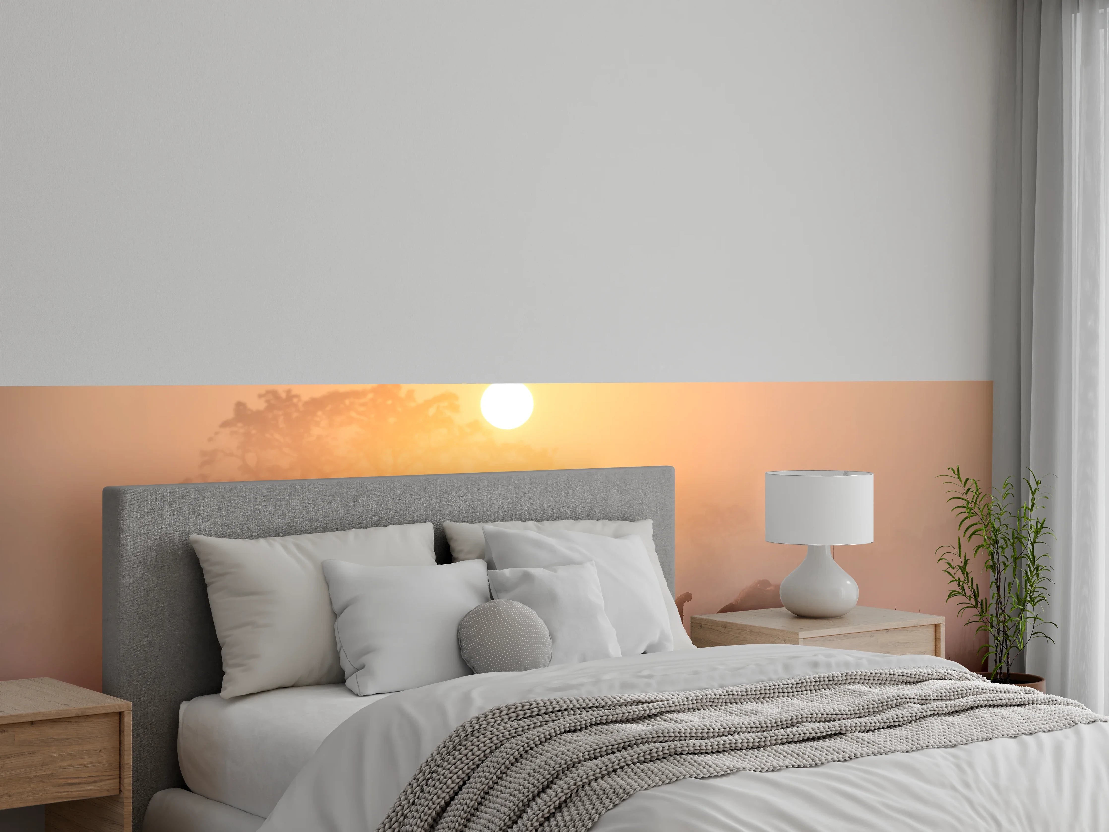 Wandverkleidung Schlafzimmer - Elefanten bei Morgengrauen
