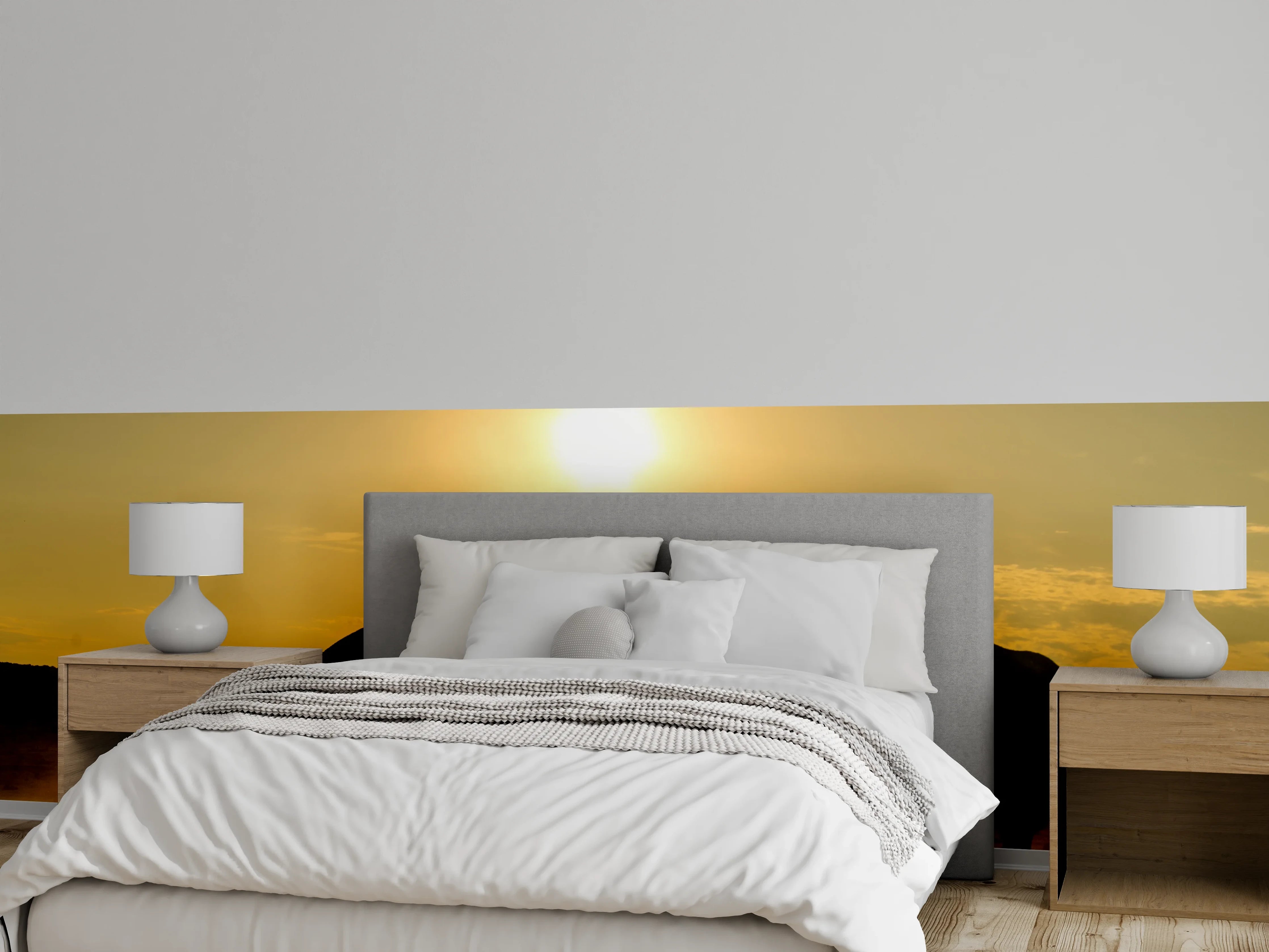 Wandverkleidung Schlafzimmer - Elefanten bei Sonnenuntergang