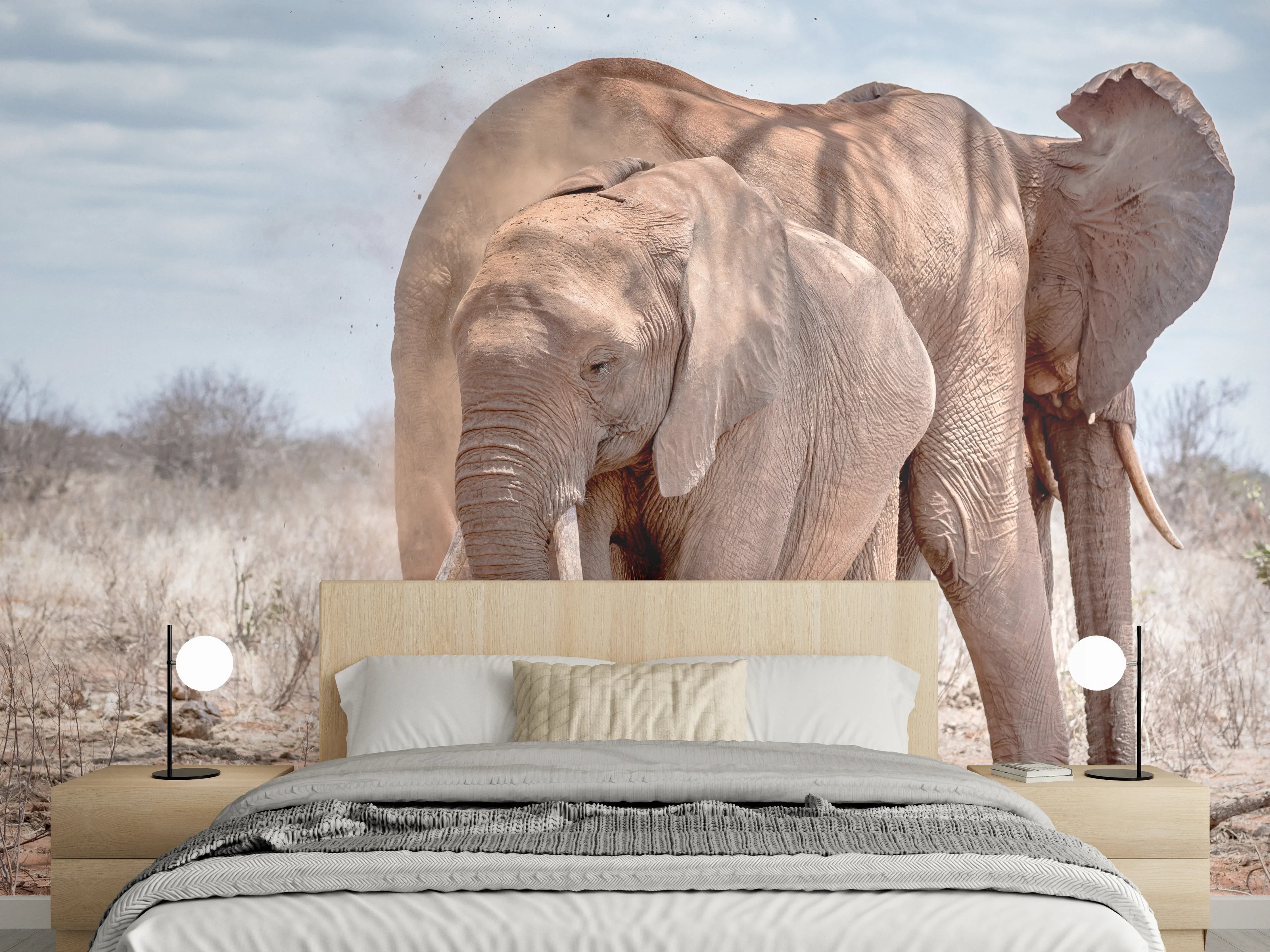 Wandverkleidung Schlafzimmer - Elefanten von Tsavo