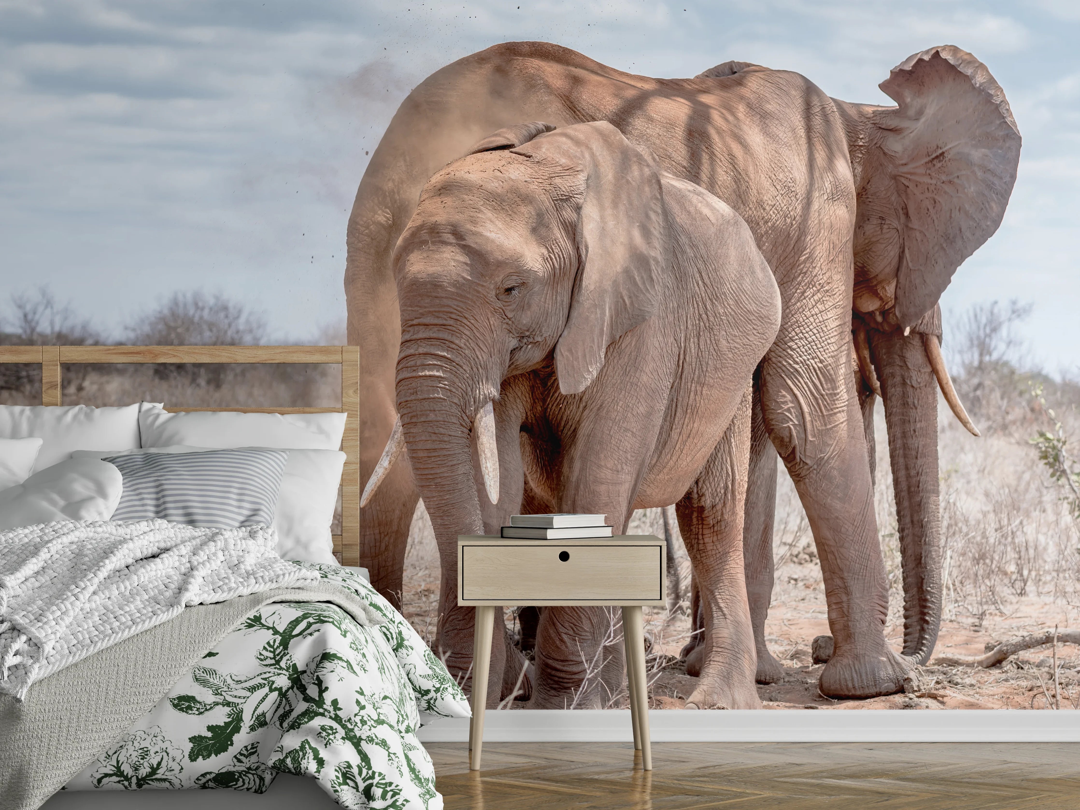 Wandverkleidung Schlafzimmer - Elefanten von Tsavo