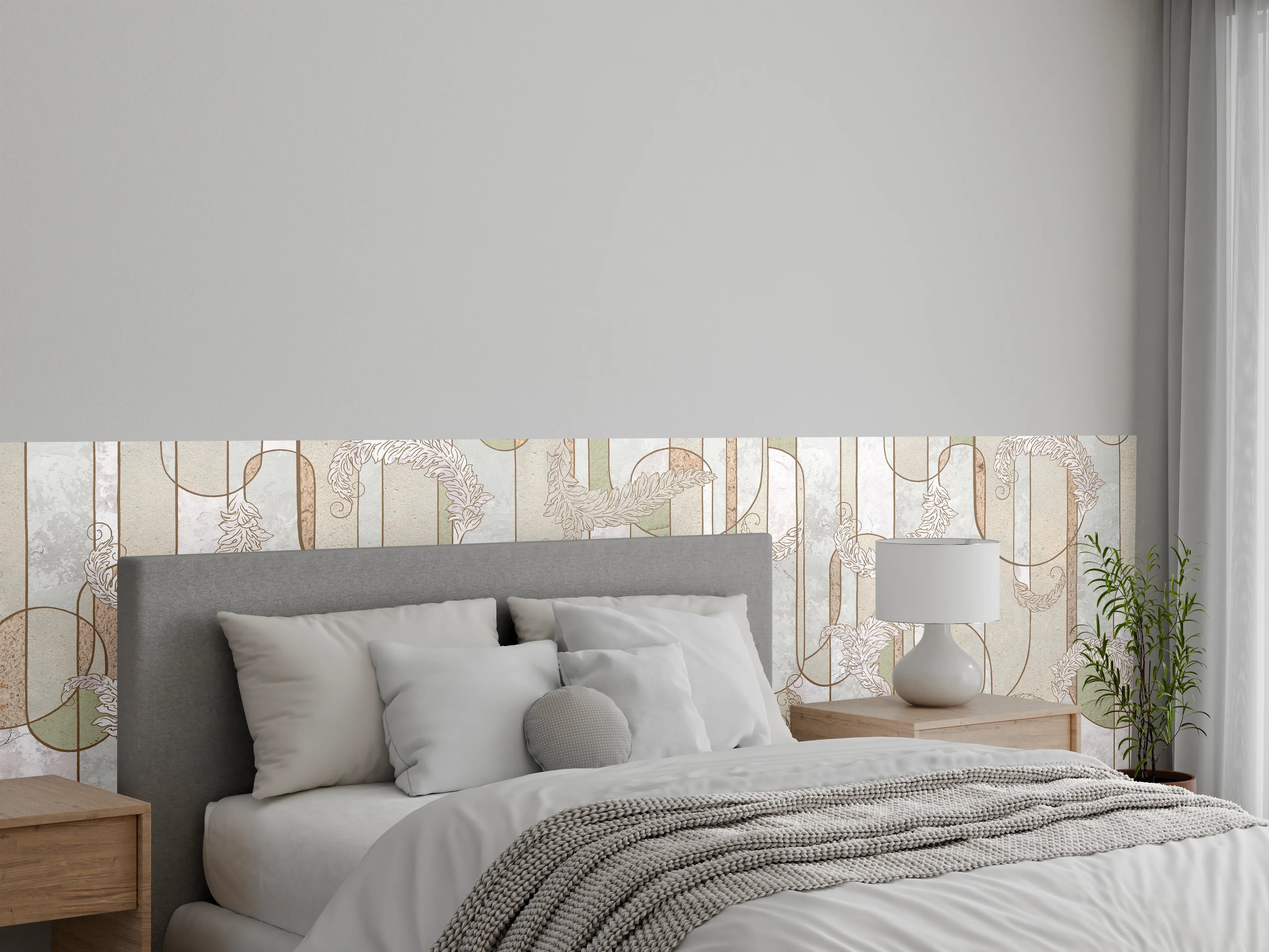 Wandverkleidung Schlafzimmer - Elegant dekoratives Ornament mit Naturmotiven