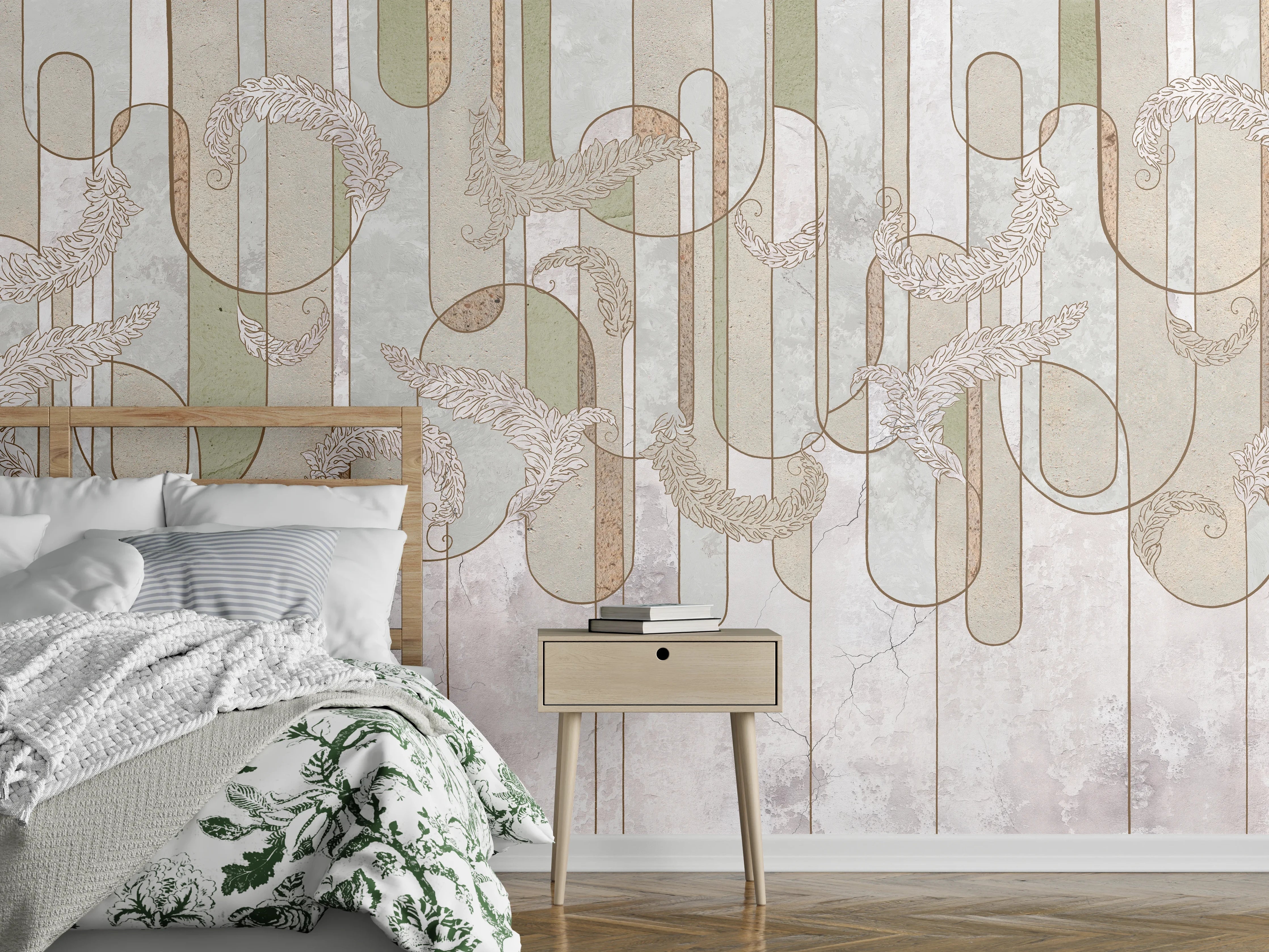 Wandverkleidung Schlafzimmer - Elegant dekoratives Ornament mit Naturmotiven