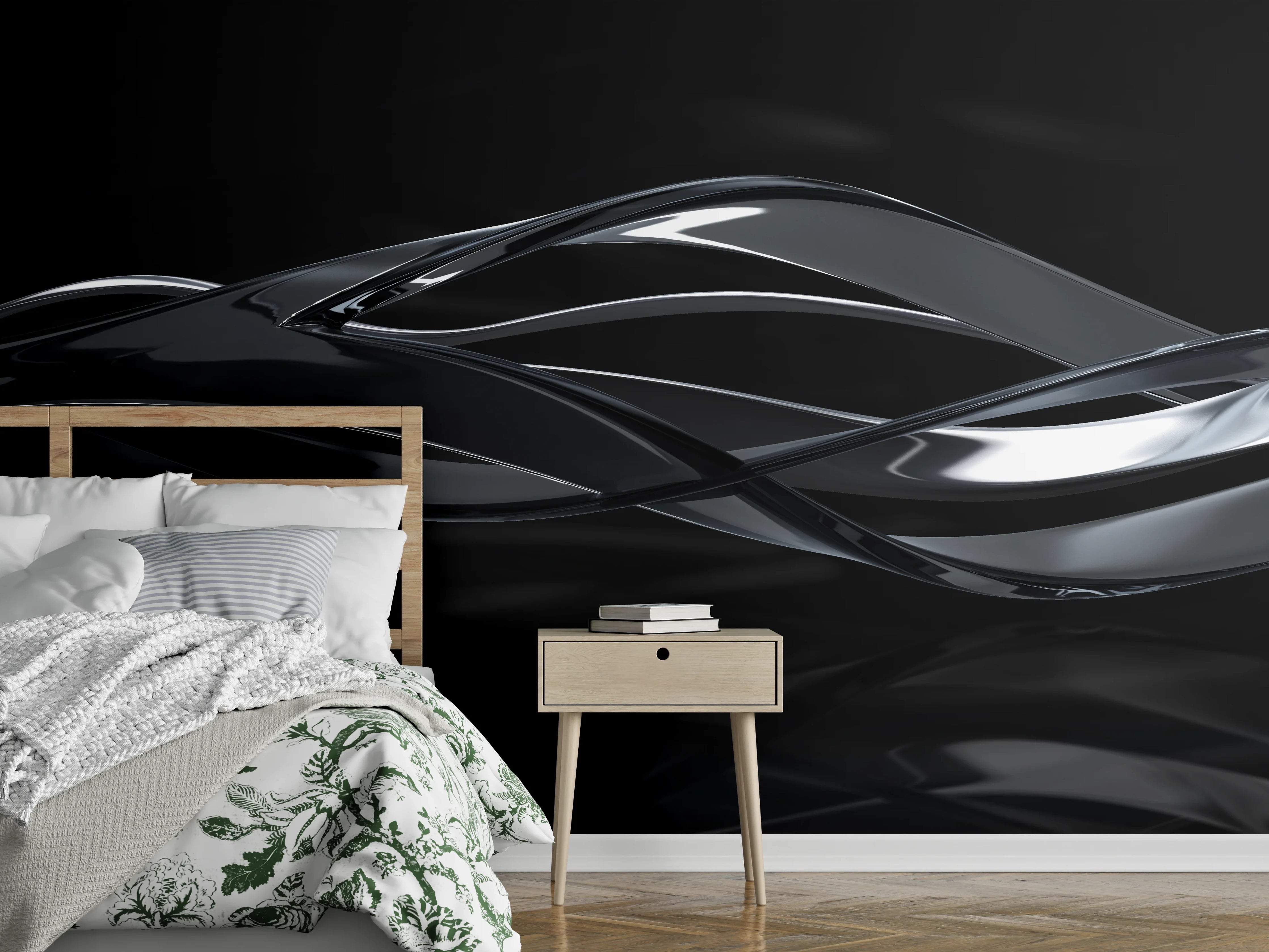 Wandverkleidung Schlafzimmer - Elegant fließende Bewegung