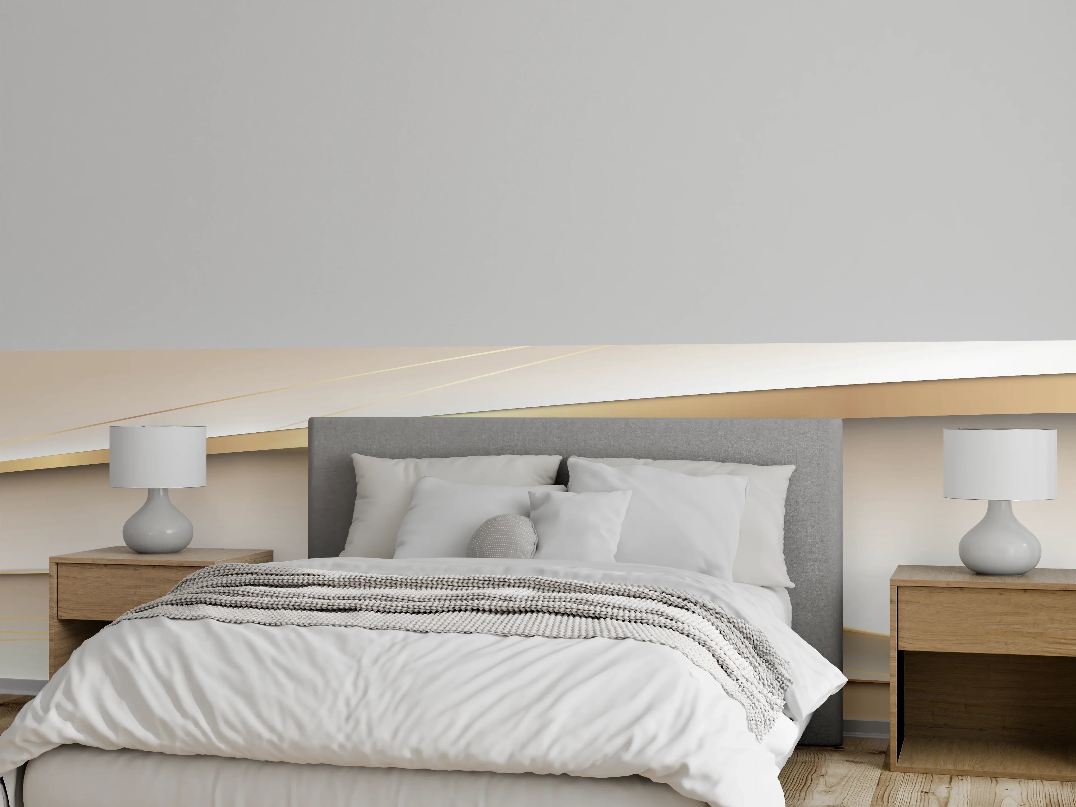 Wandverkleidung Schlafzimmer - Elegante Abstrakte Goldweiß Design