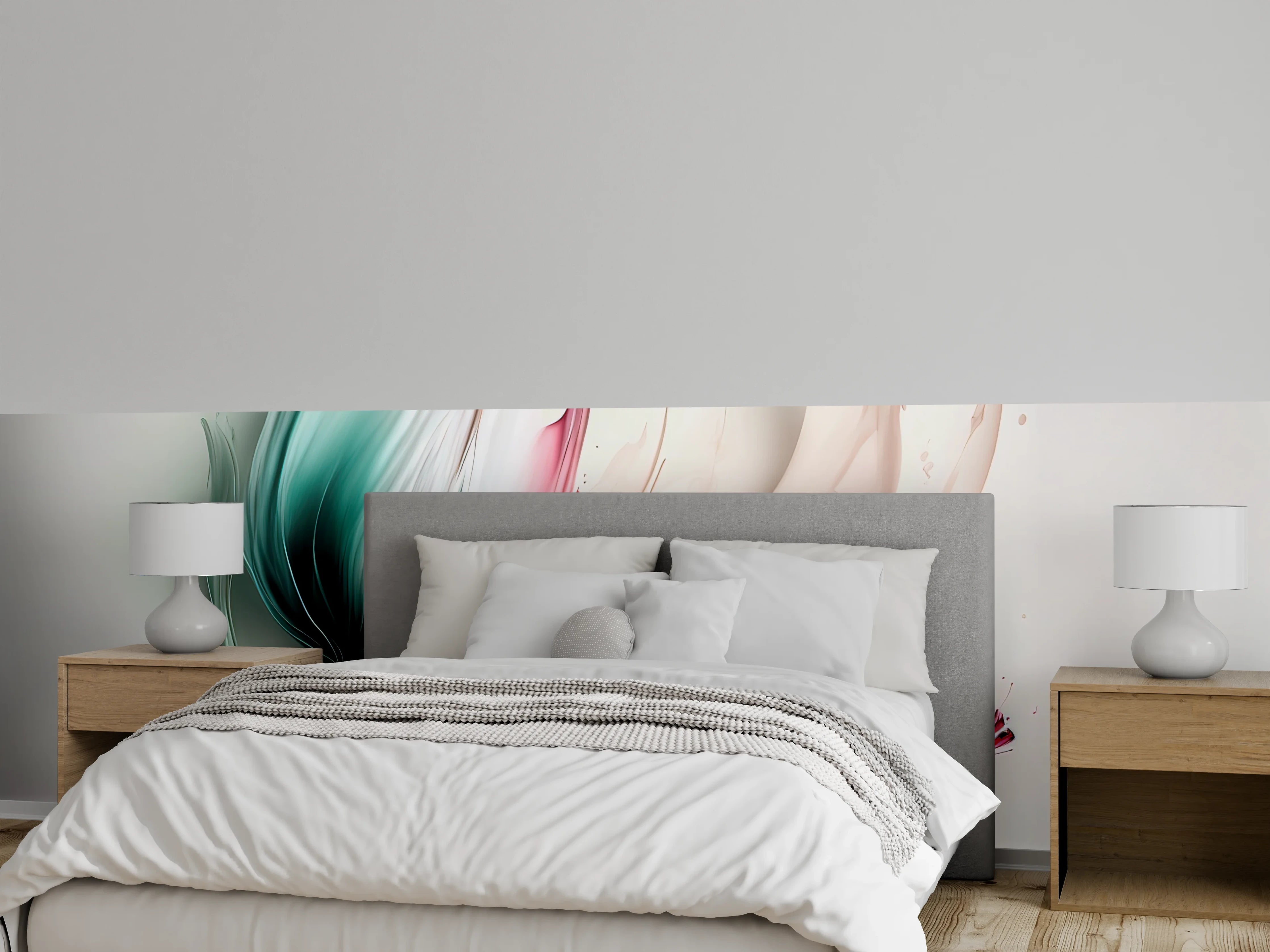 Wandverkleidung Schlafzimmer - Elegante Aquarell-Tulpen in Pastell