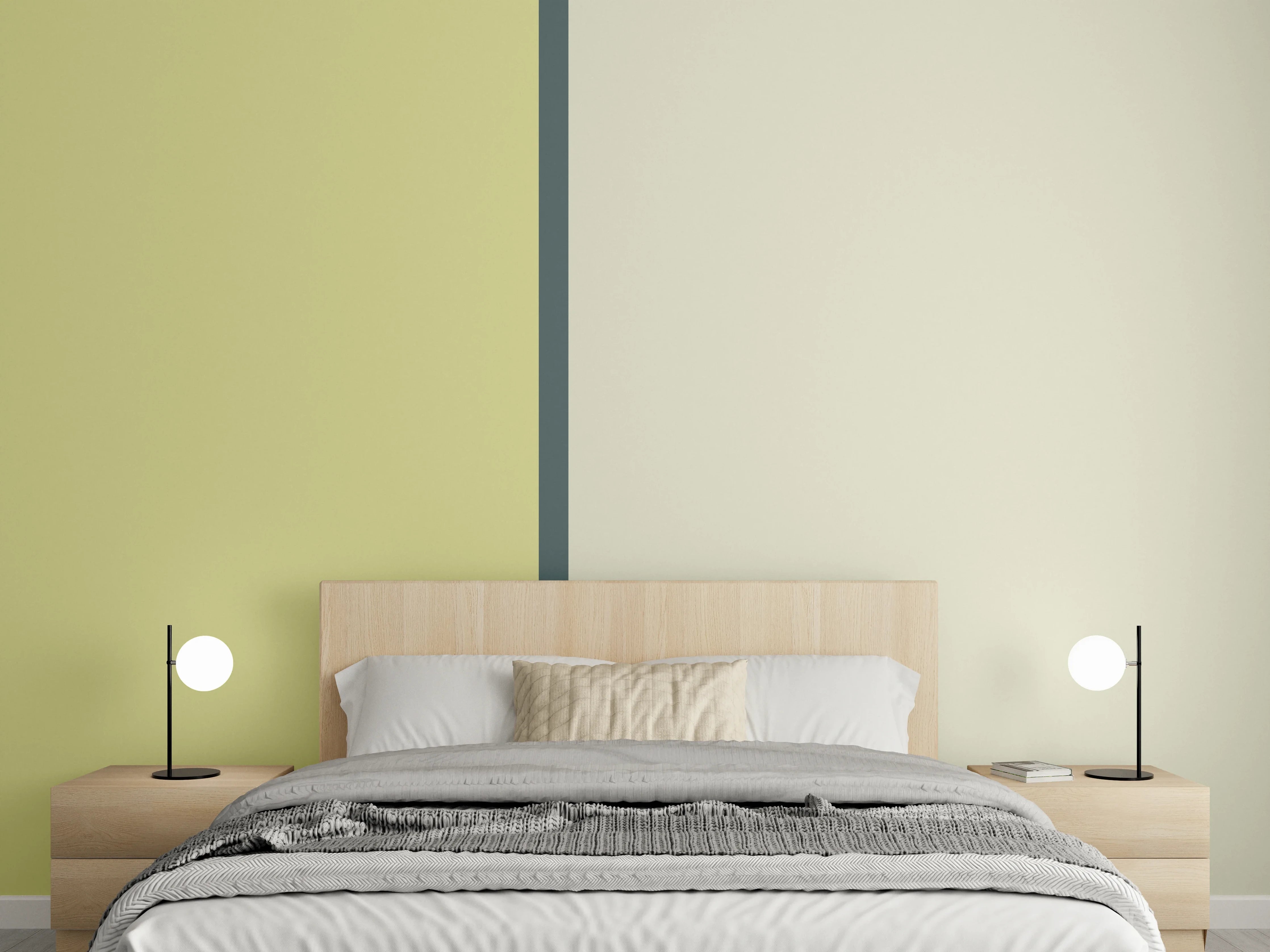 Wandverkleidung Schlafzimmer - Elegante Grauabstufungen im Farbblock-Stil
