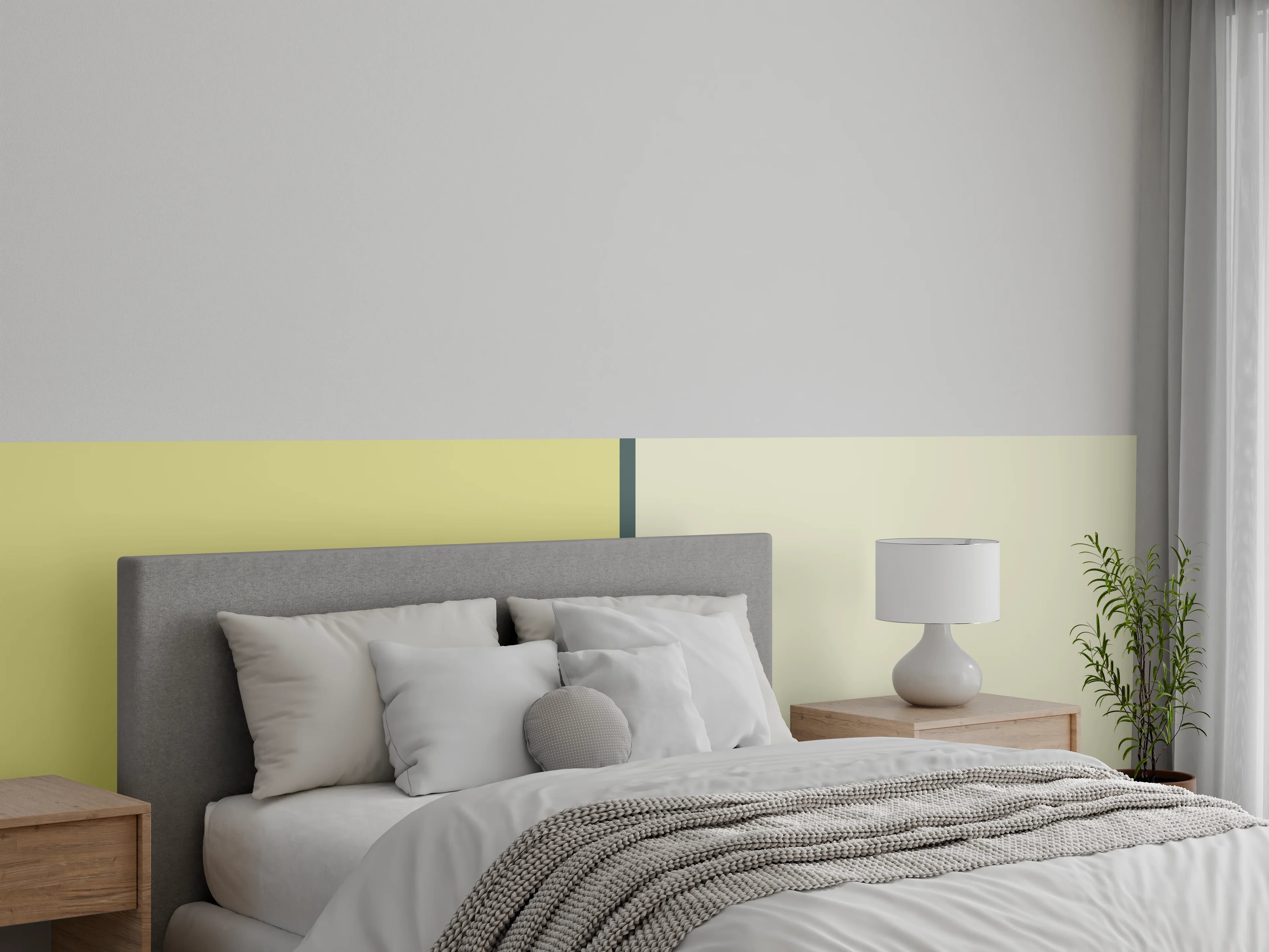 Wandverkleidung Schlafzimmer - Elegante Grauabstufungen im Farbblock-Stil