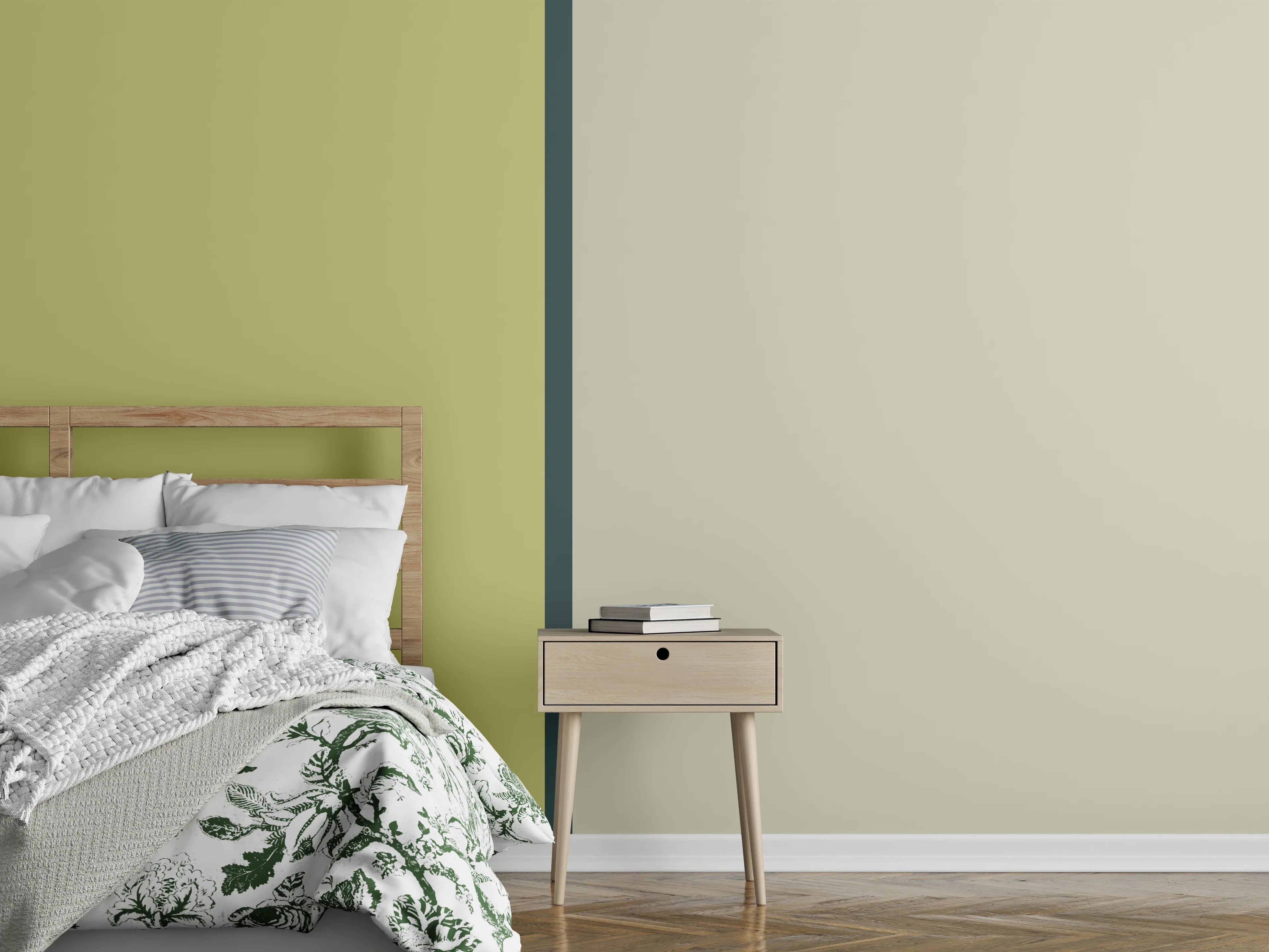 Wandverkleidung Schlafzimmer - Elegante Grauabstufungen im Farbblock-Stil