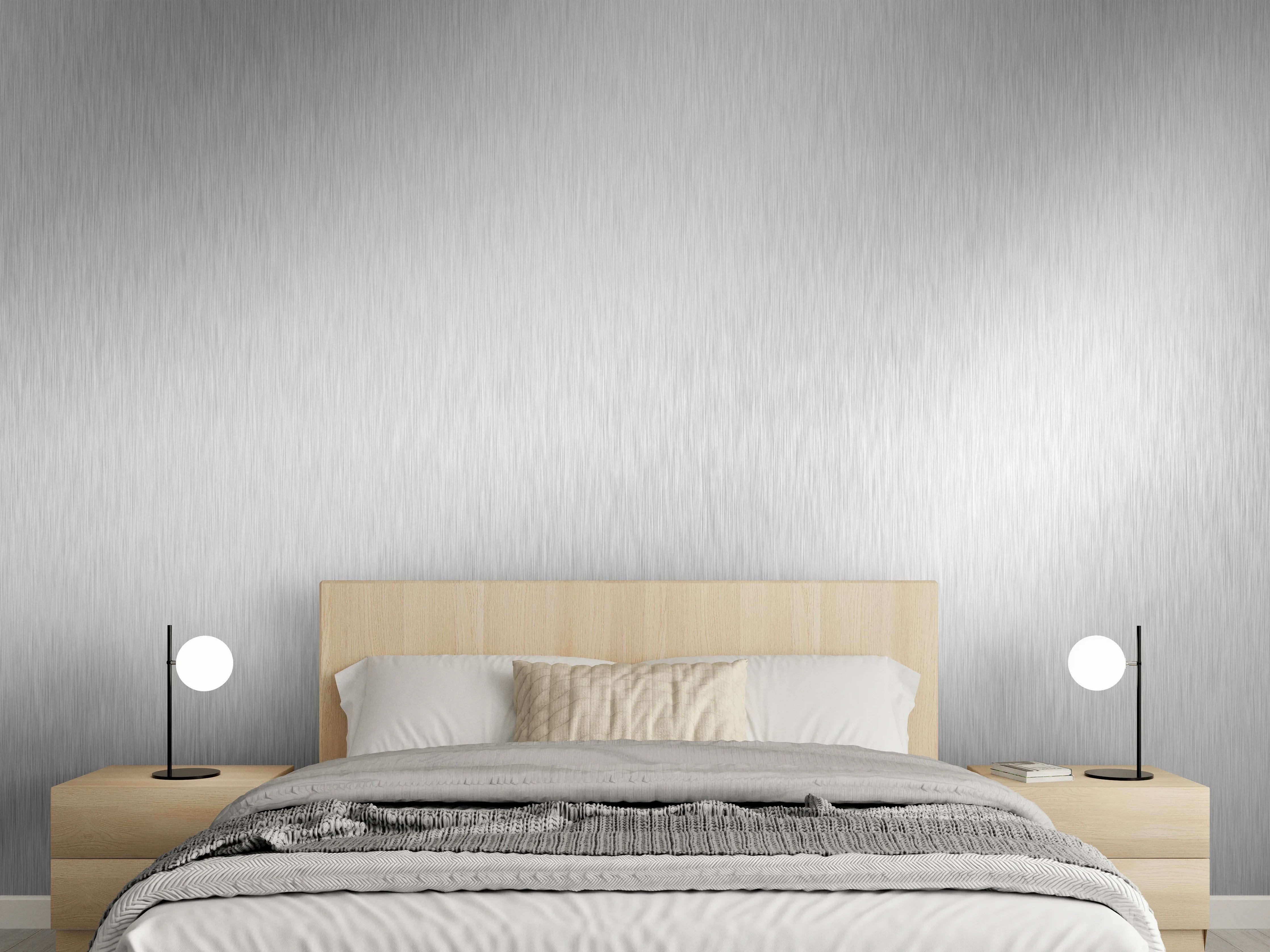 Wandverkleidung Schlafzimmer - Elegante Metalloptik in Silber Grau