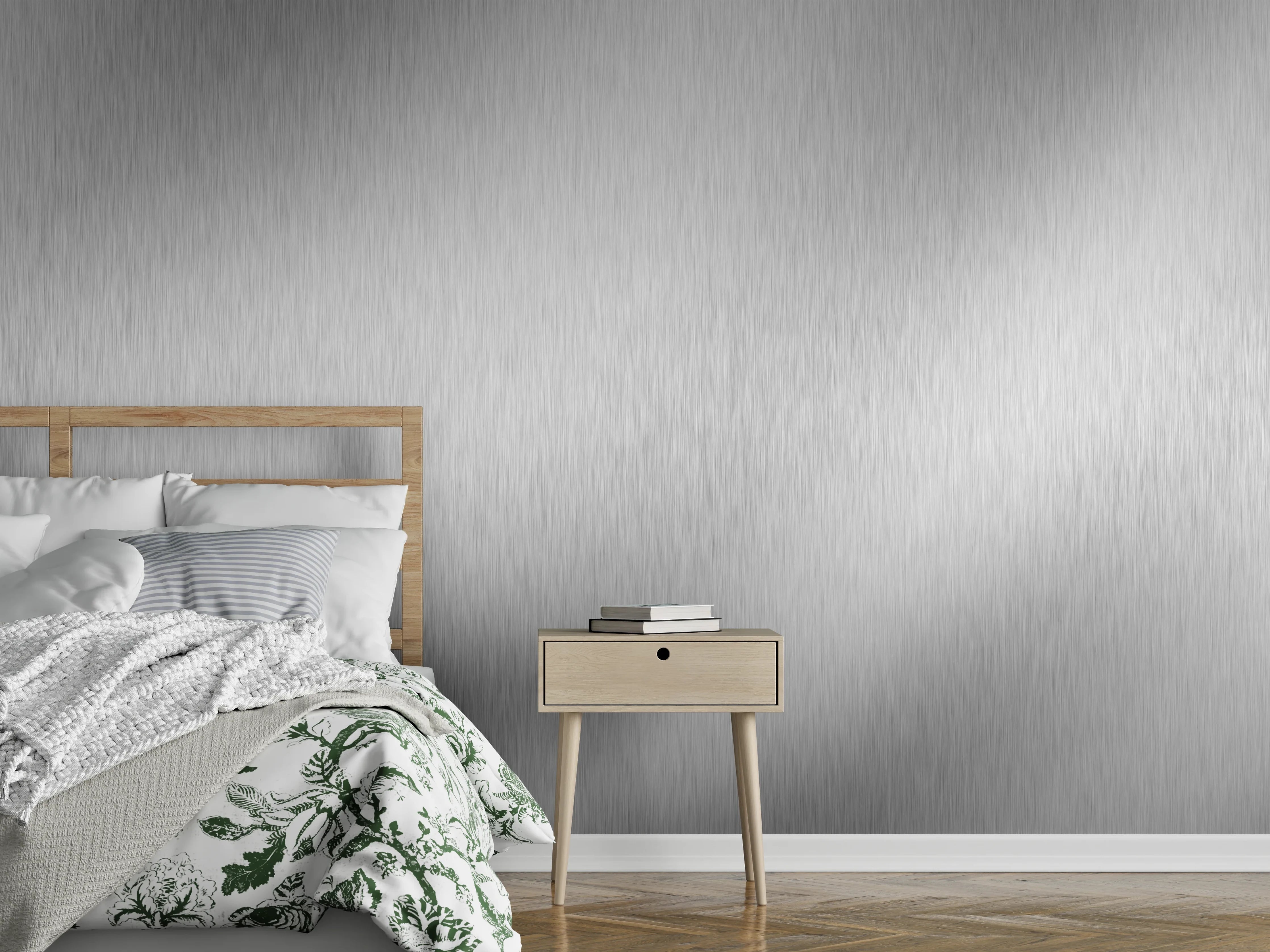 Wandverkleidung Schlafzimmer - Elegante Metalloptik in Silber Grau