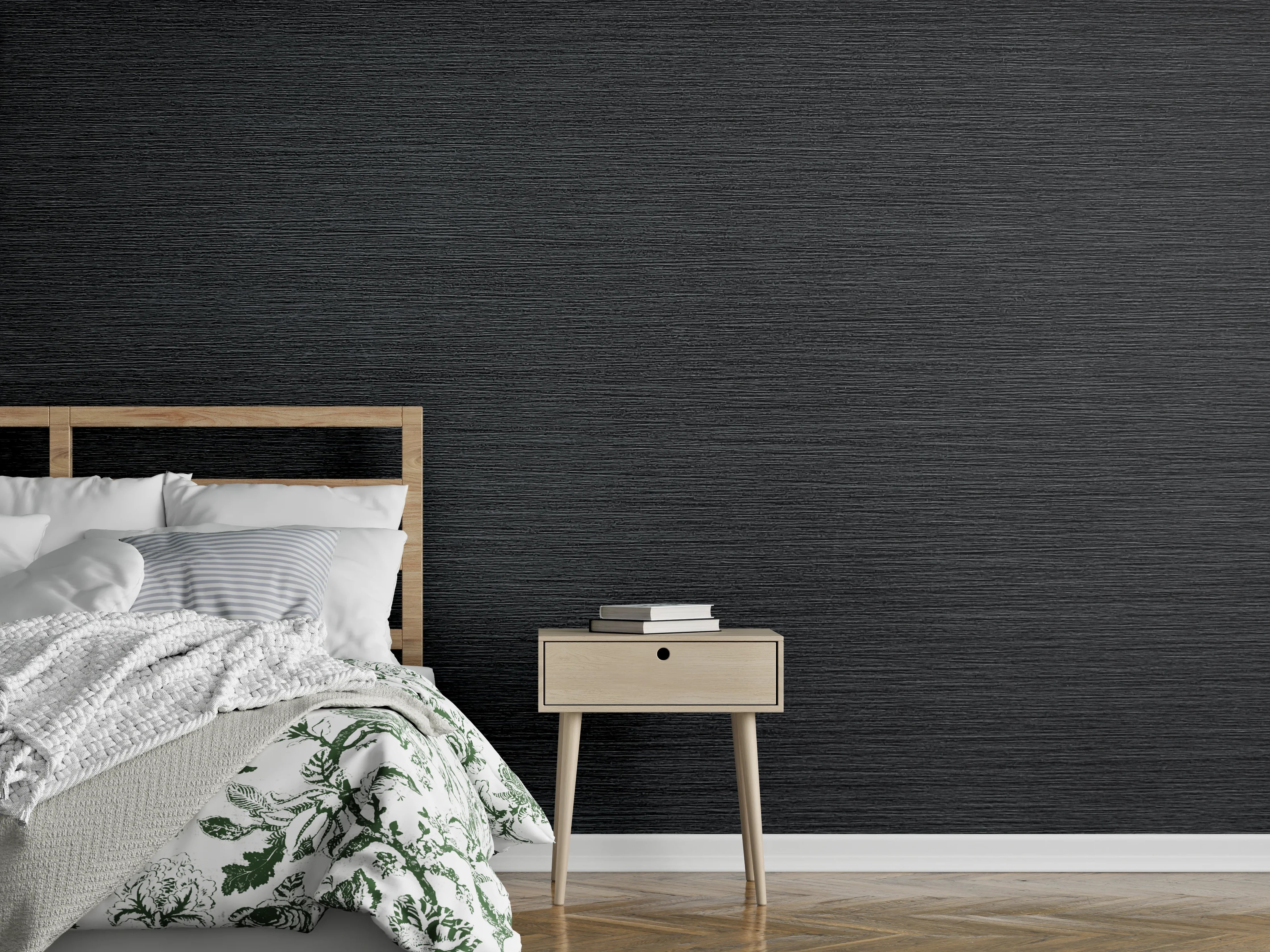 Wandverkleidung Schlafzimmer - Elegante Oberfläche in Dunkelgrau-Optik