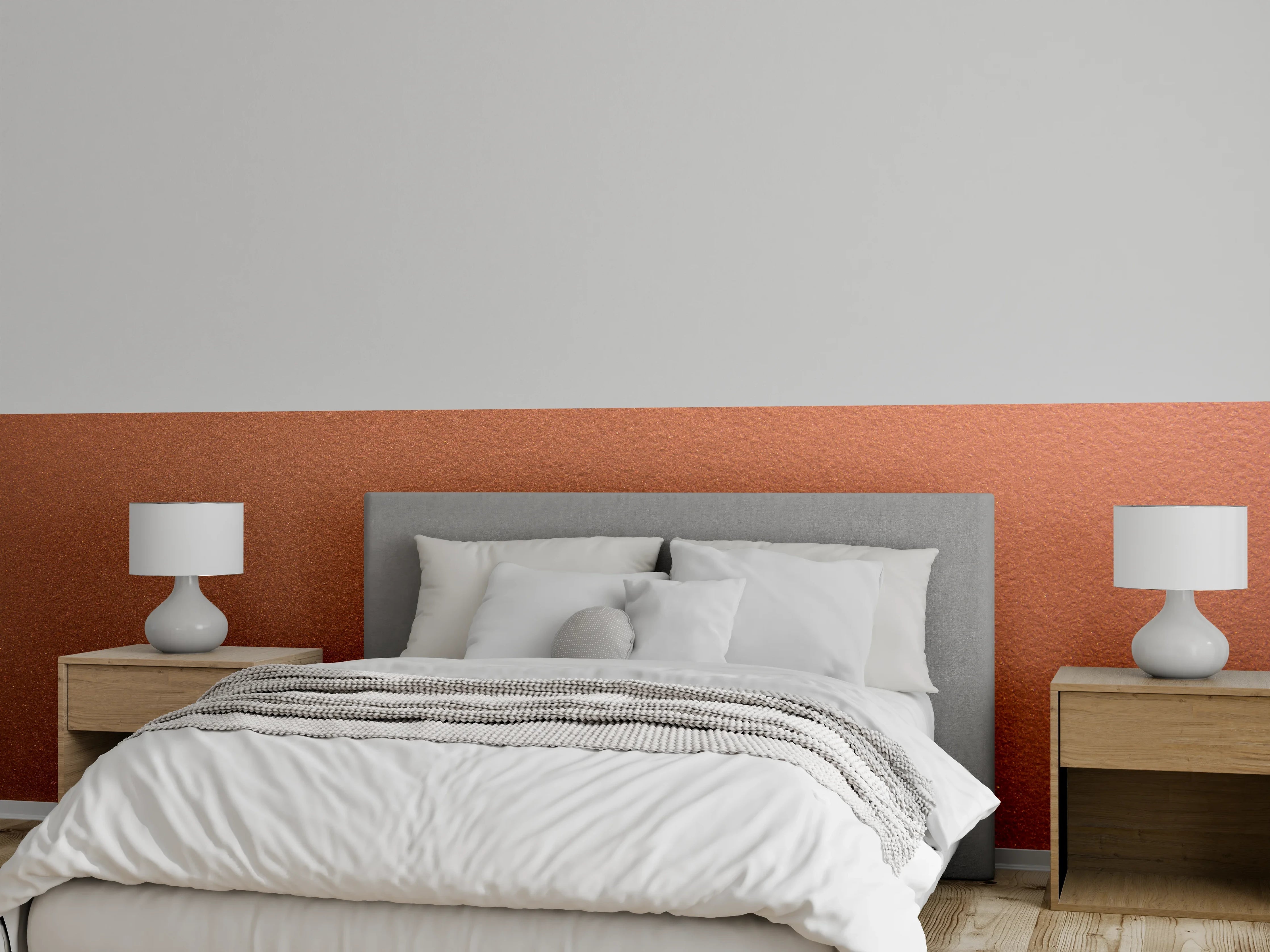 Wandverkleidung Schlafzimmer - Elegante Oberfläche in Kupferoptik