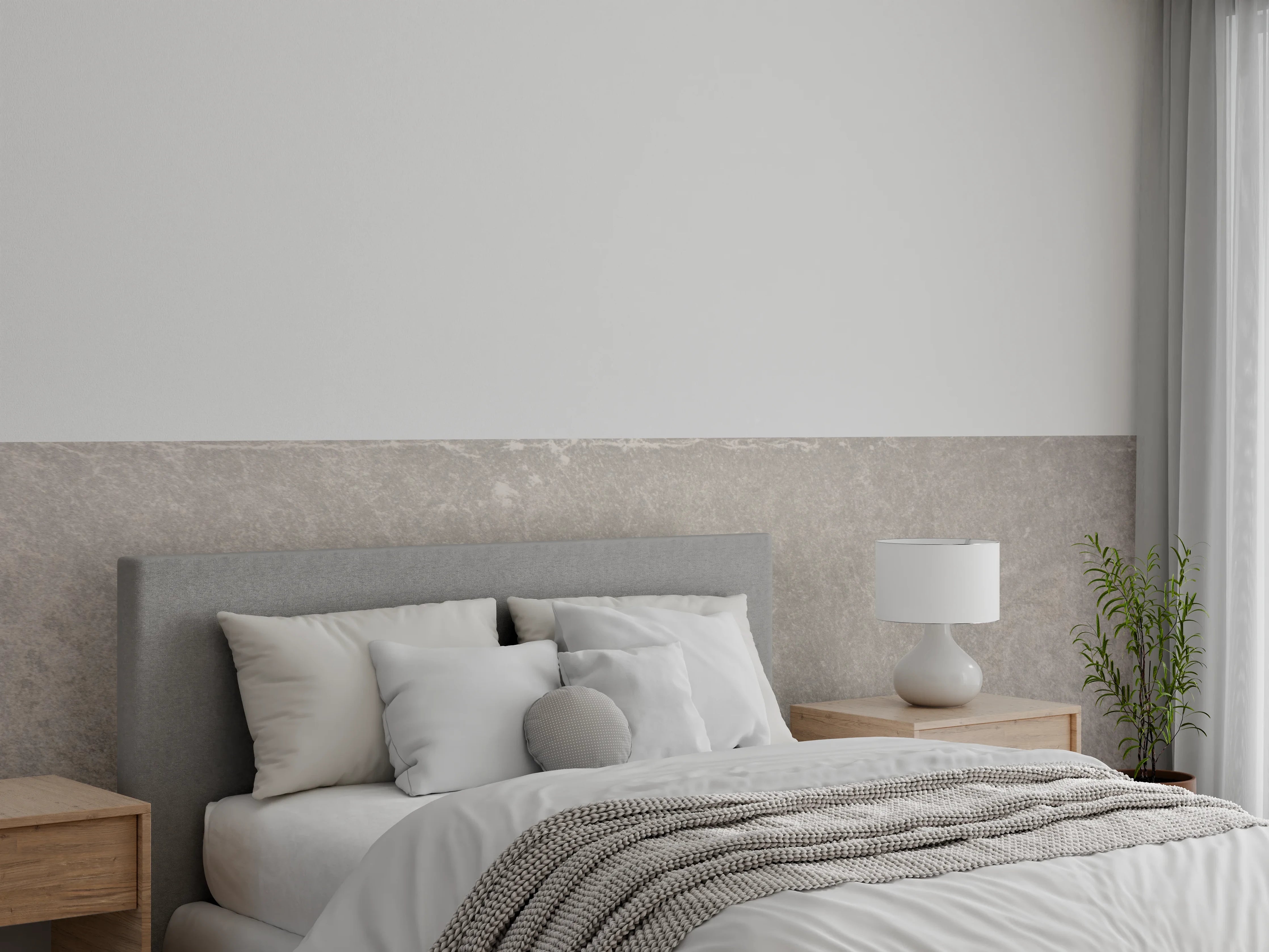 Wandverkleidung Schlafzimmer - Elegante Schieferoptik in dezentem Grau