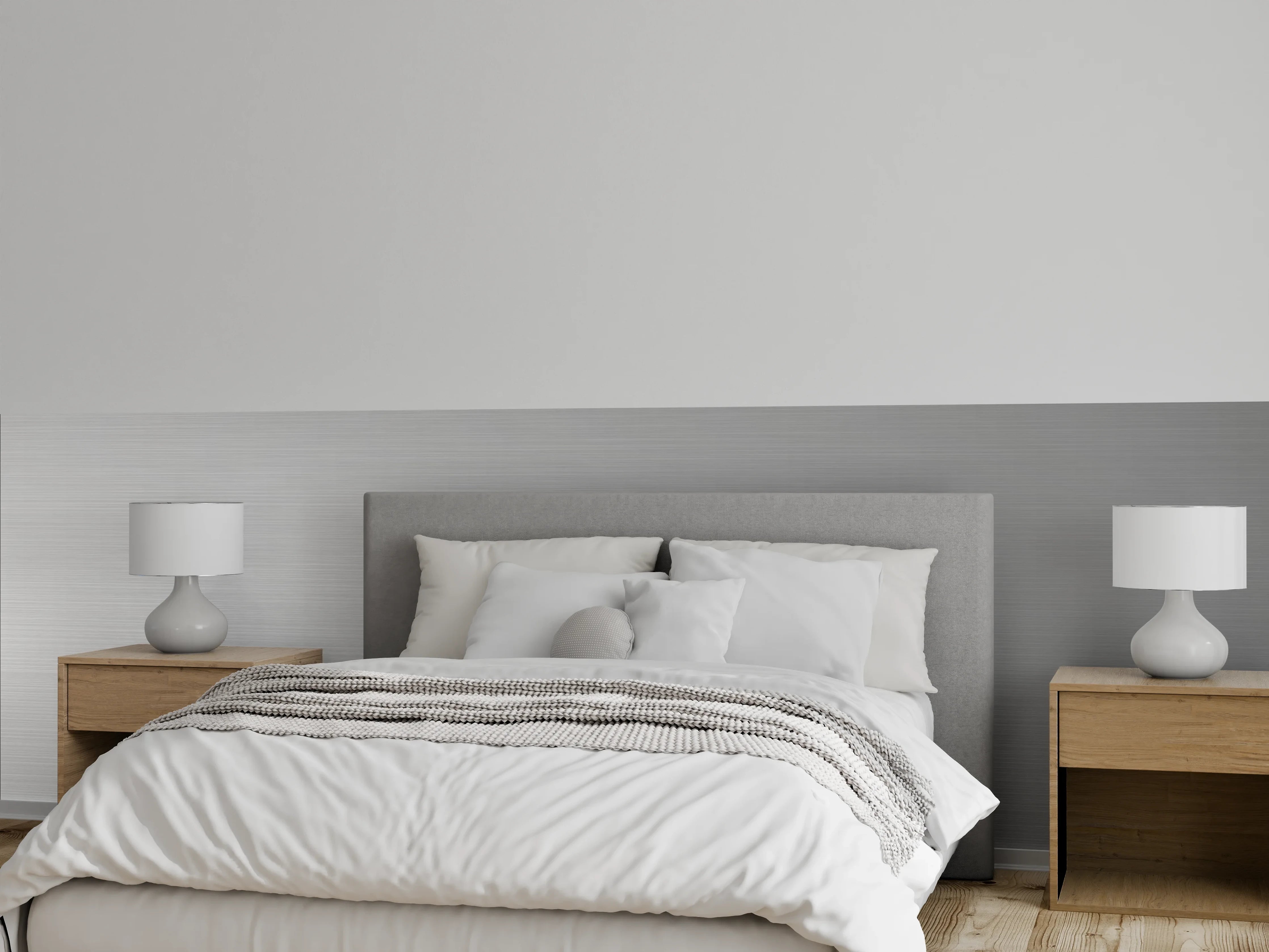 Wandverkleidung Schlafzimmer - Elegante Silber-Metalltextur