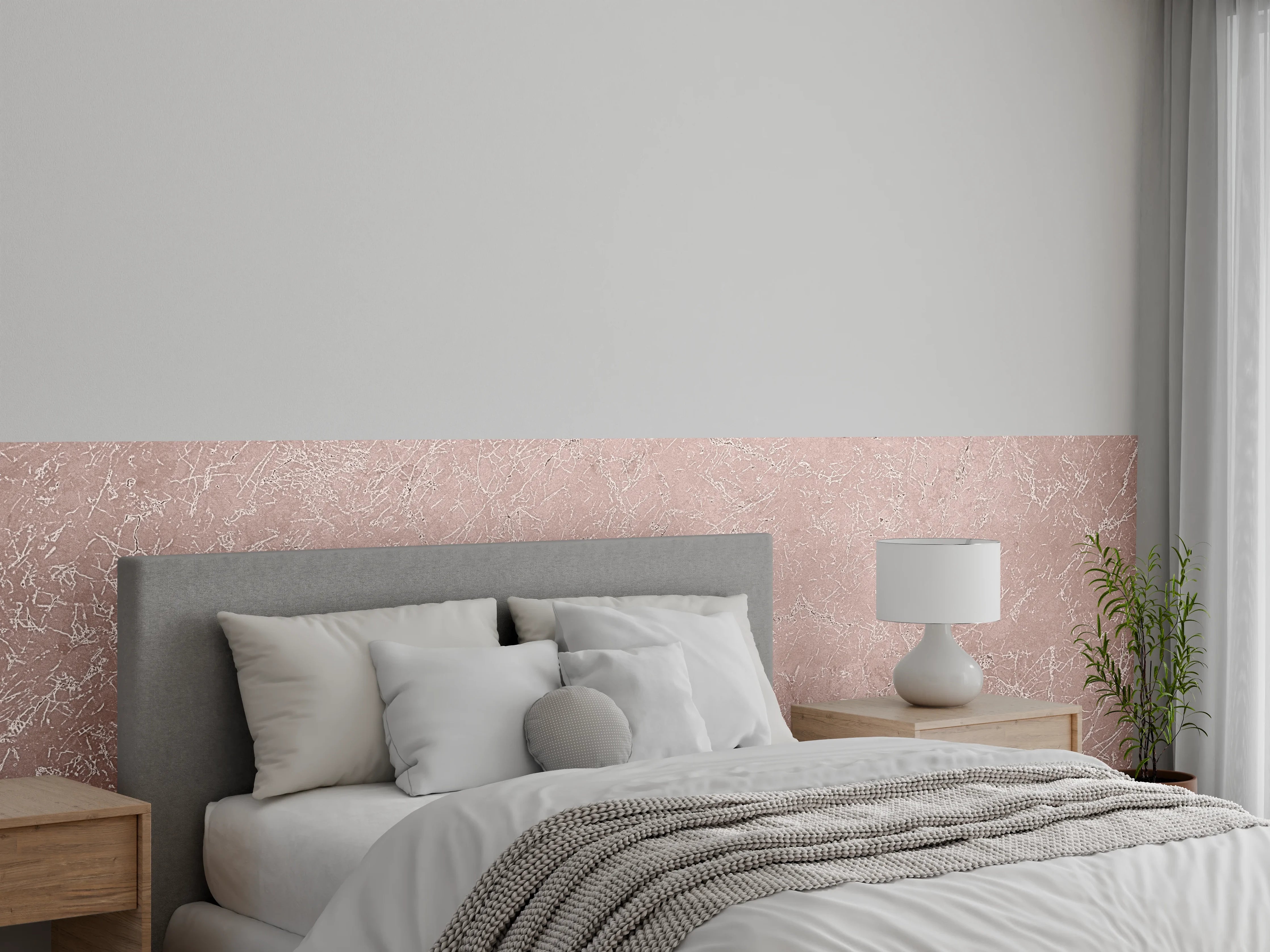 Wandverkleidung Schlafzimmer - Elegante Steinoptik in warmem Beige