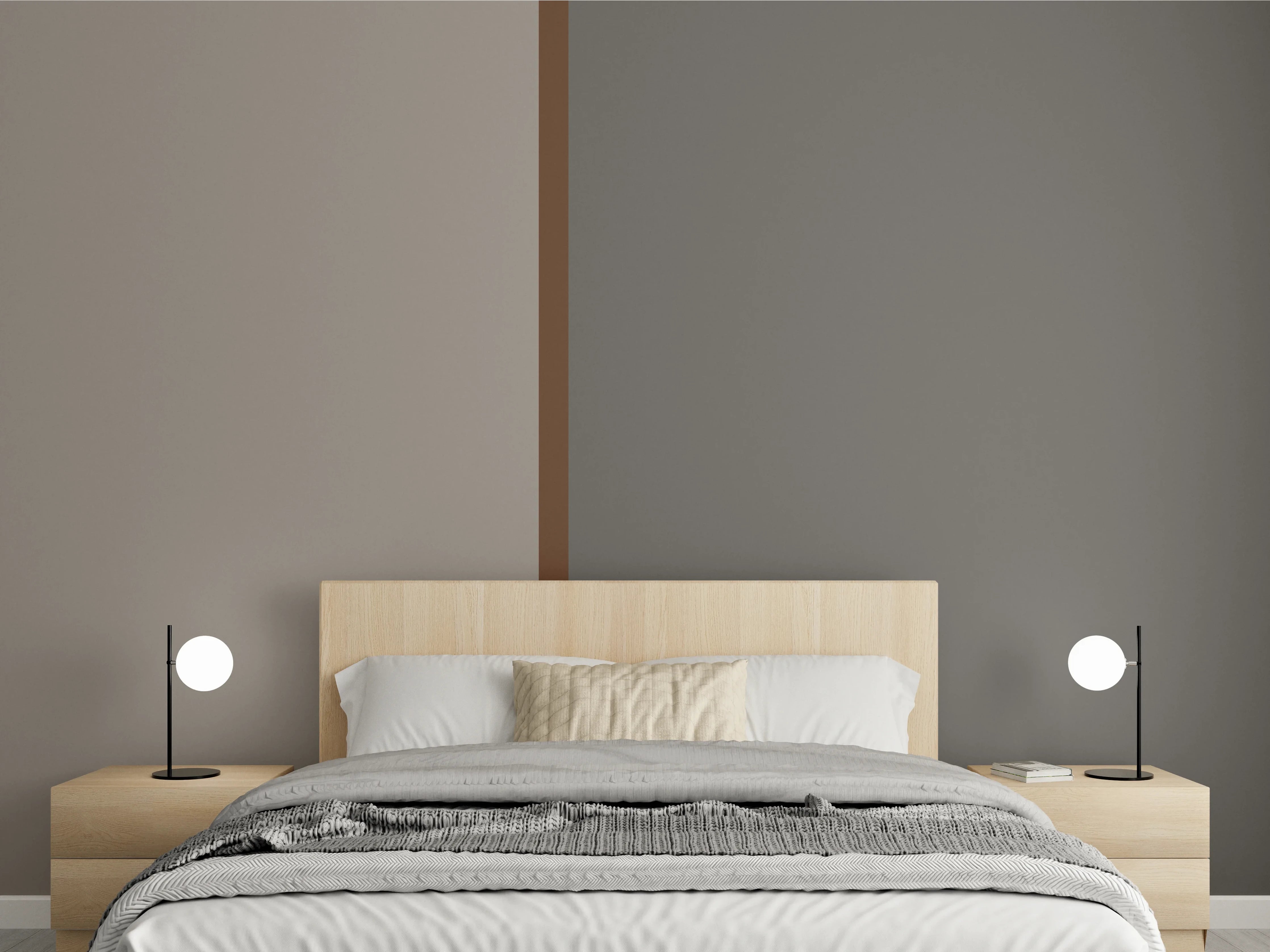 Wandverkleidung Schlafzimmer - Elegante Zweifarbige Wandstruktur Grau-Beige