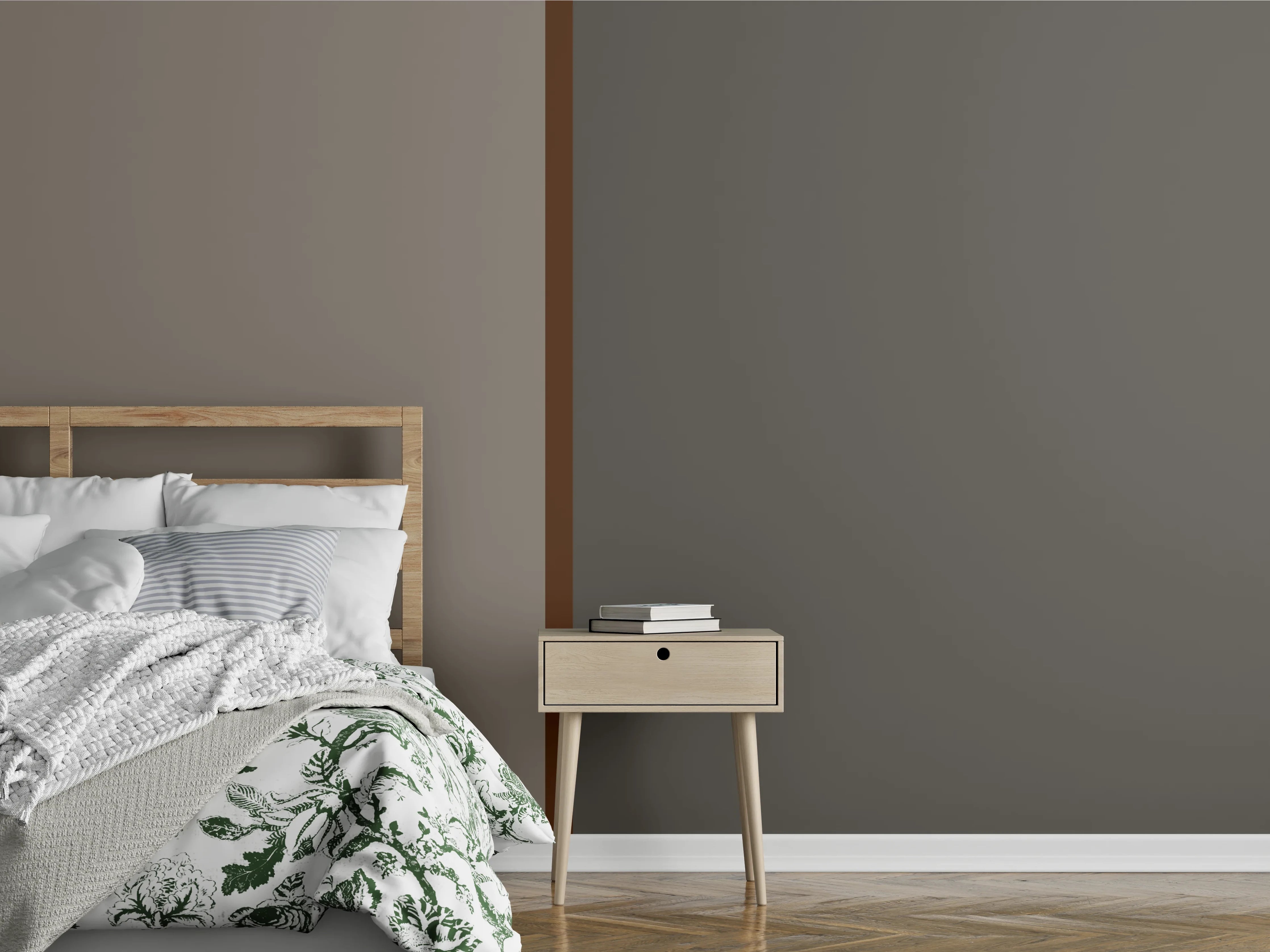 Wandverkleidung Schlafzimmer - Elegante Zweifarbige Wandstruktur Grau-Beige