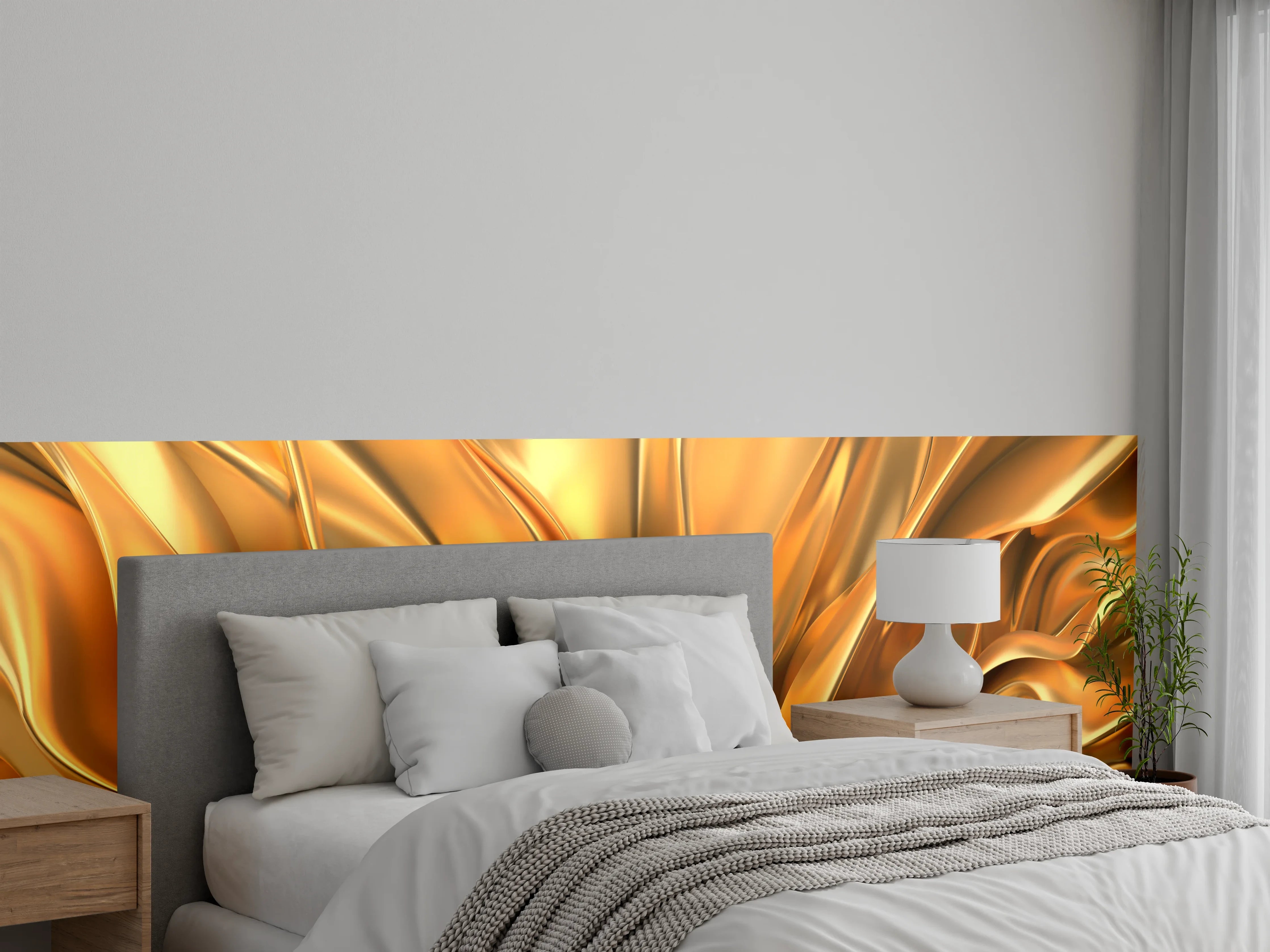 Wandverkleidung Schlafzimmer - Elegante goldene Metall-Textur