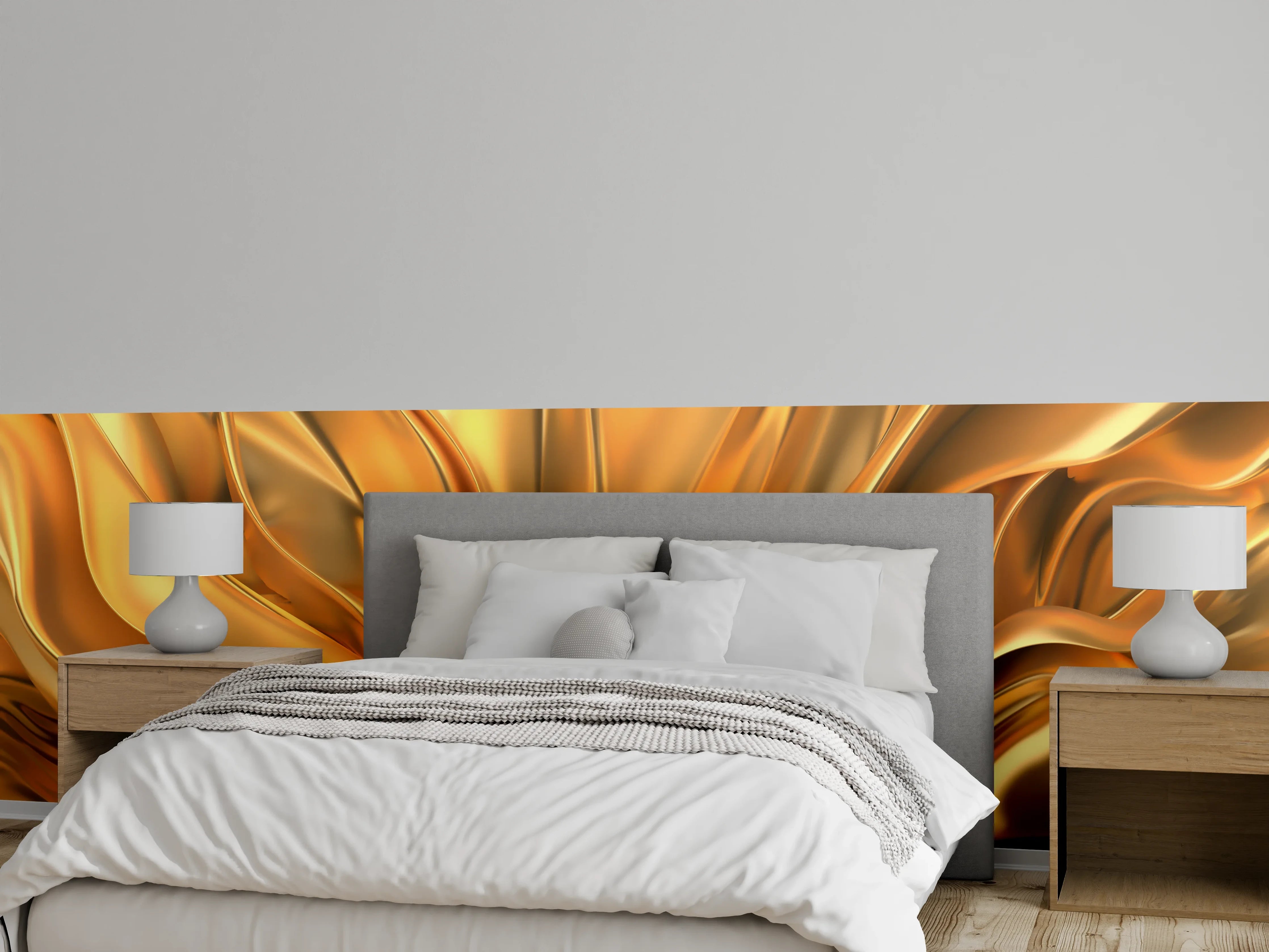 Wandverkleidung Schlafzimmer - Elegante goldene Metall-Textur