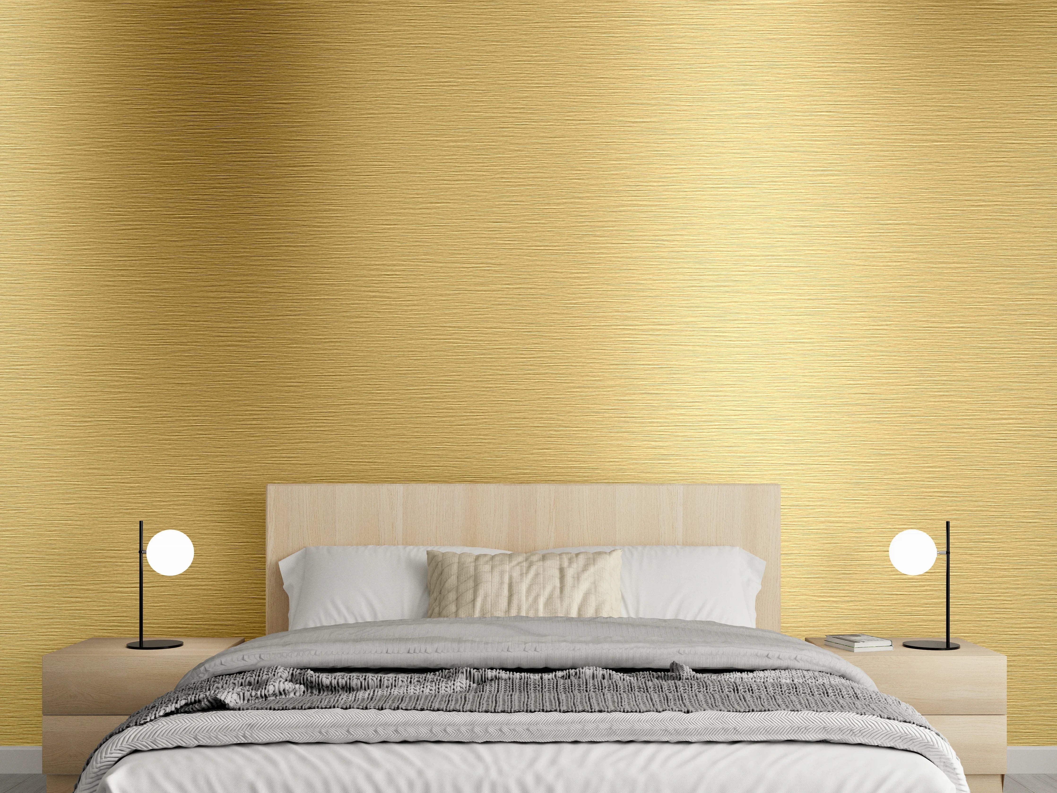 Wandverkleidung Schlafzimmer - Elegante goldene Metalloptik für Wände