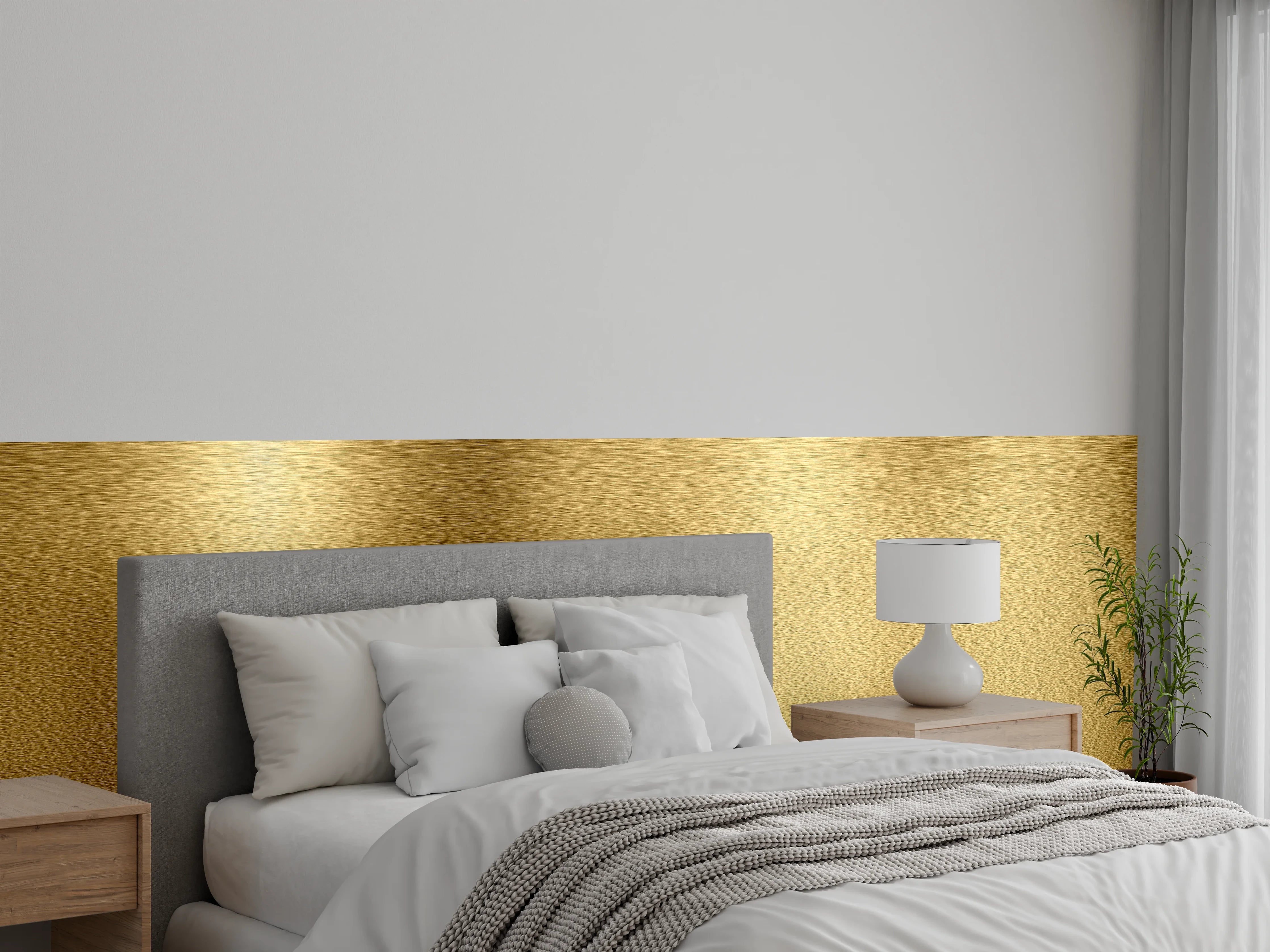 Wandverkleidung Schlafzimmer - Elegante goldene Metalloptik für Wände