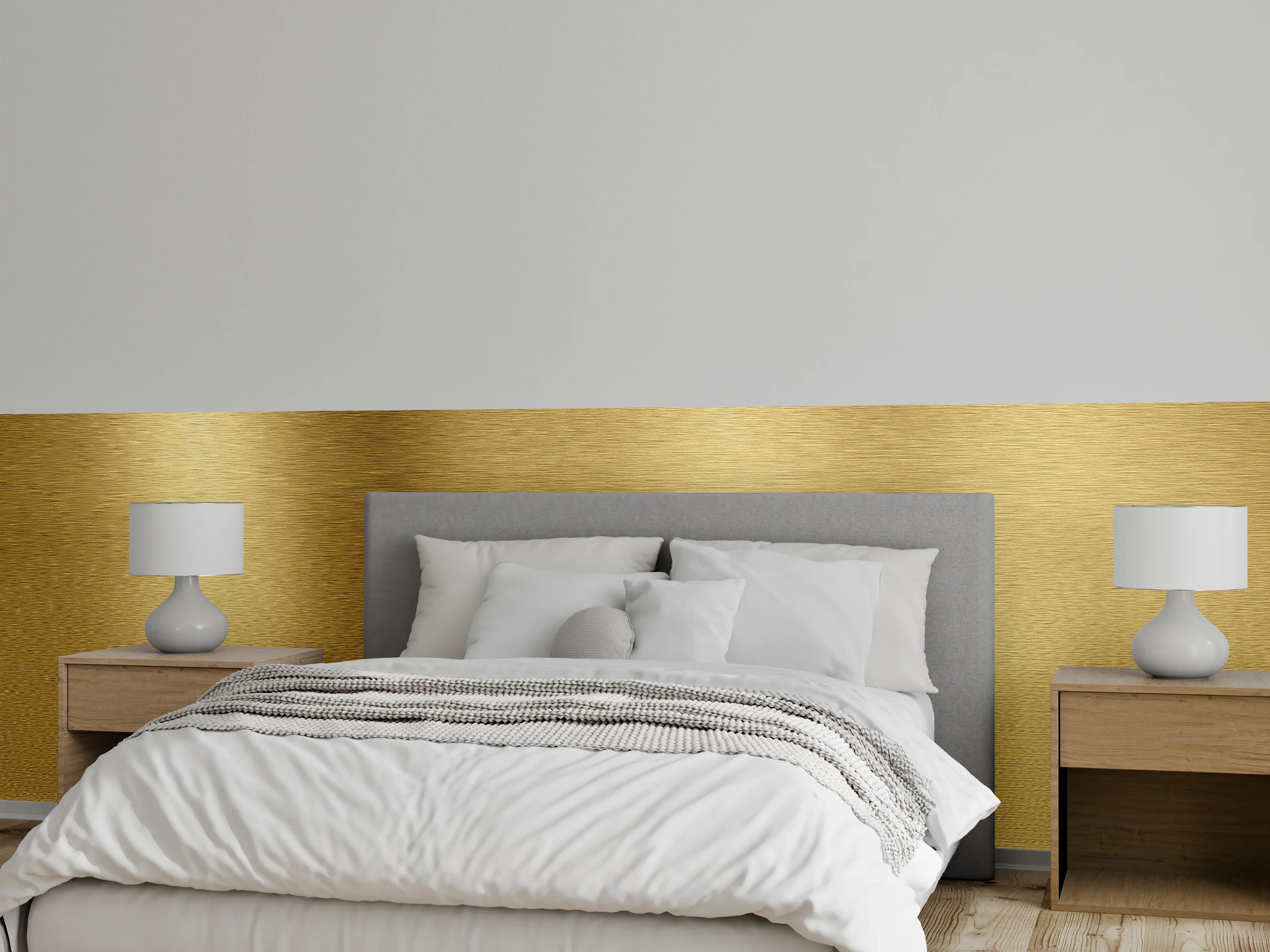 Wandverkleidung Schlafzimmer - Elegante goldene Metalloptik für Wände