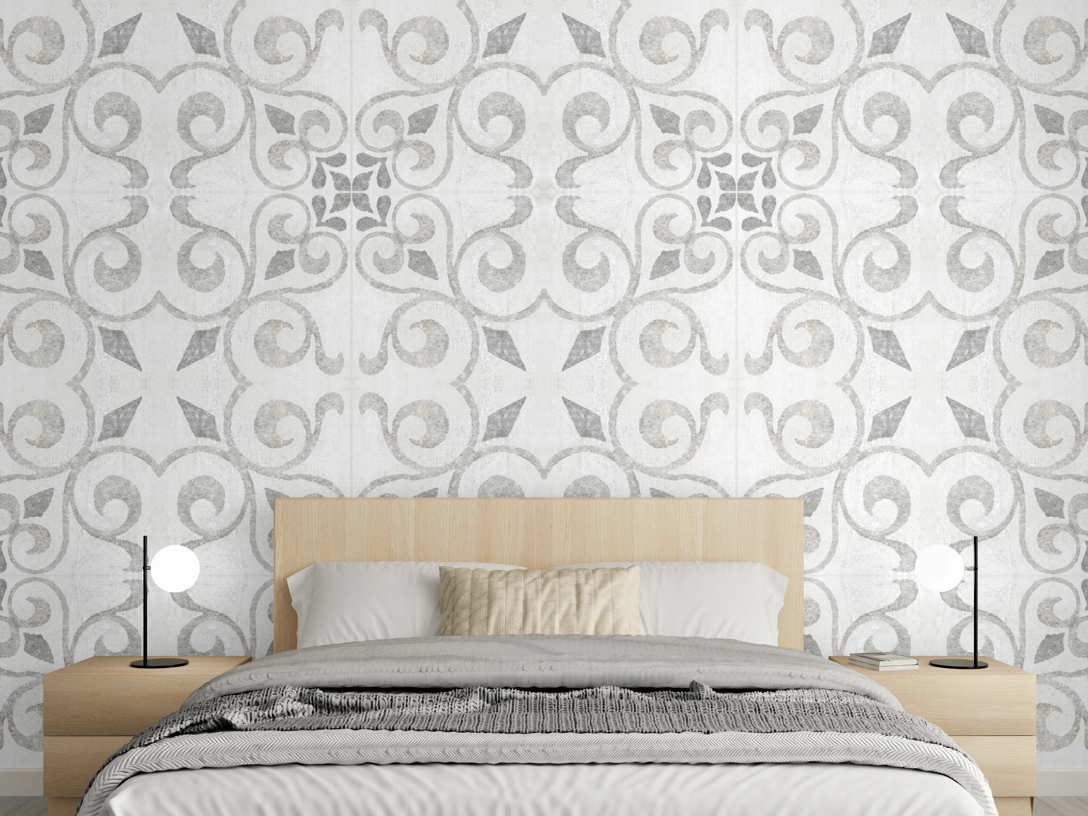 Wandverkleidung Schlafzimmer - Elegante weiße Vintage Fliesen