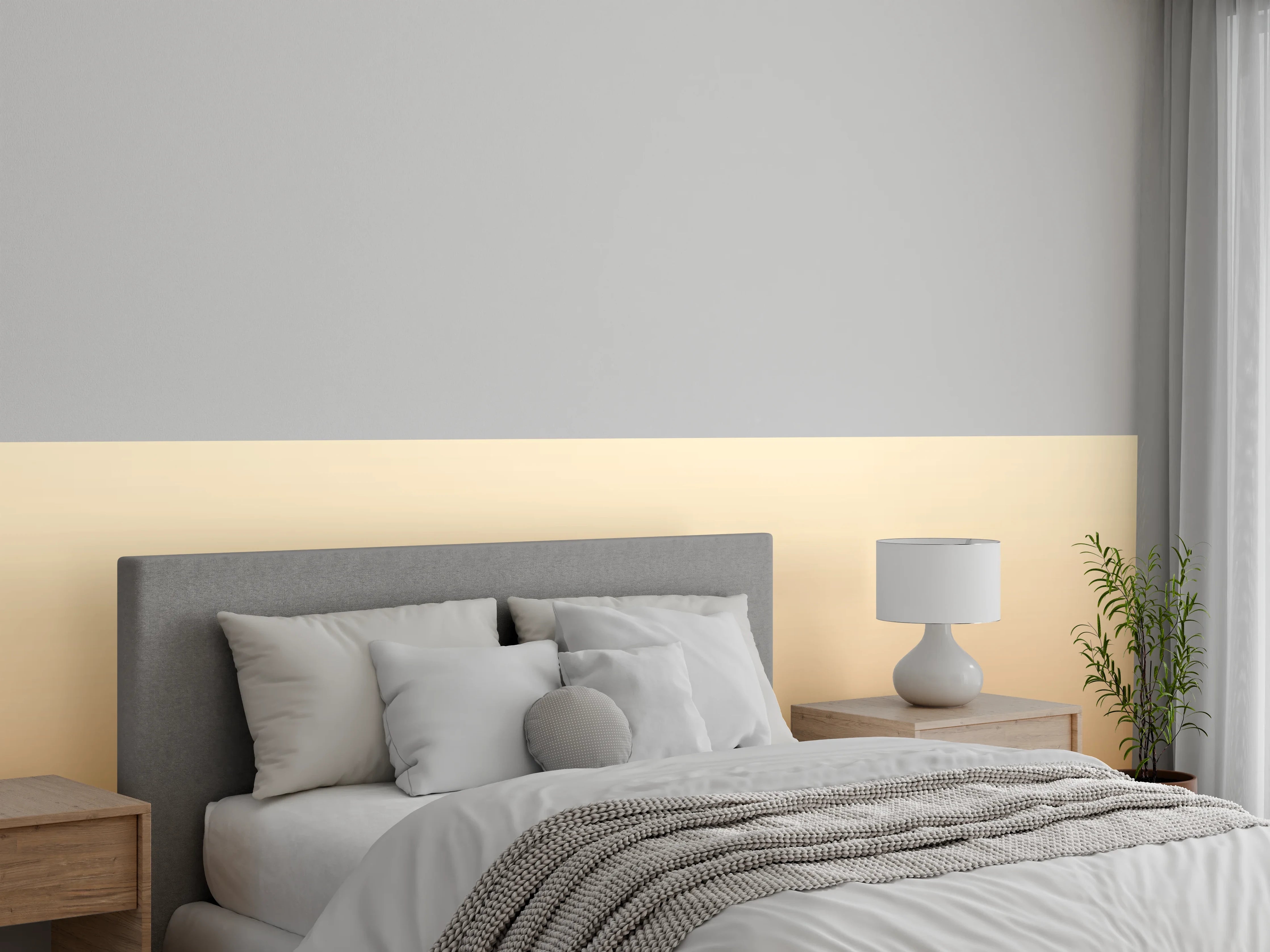 Wandverkleidung Schlafzimmer - Eleganter Farbverlauf in Beige und Braun