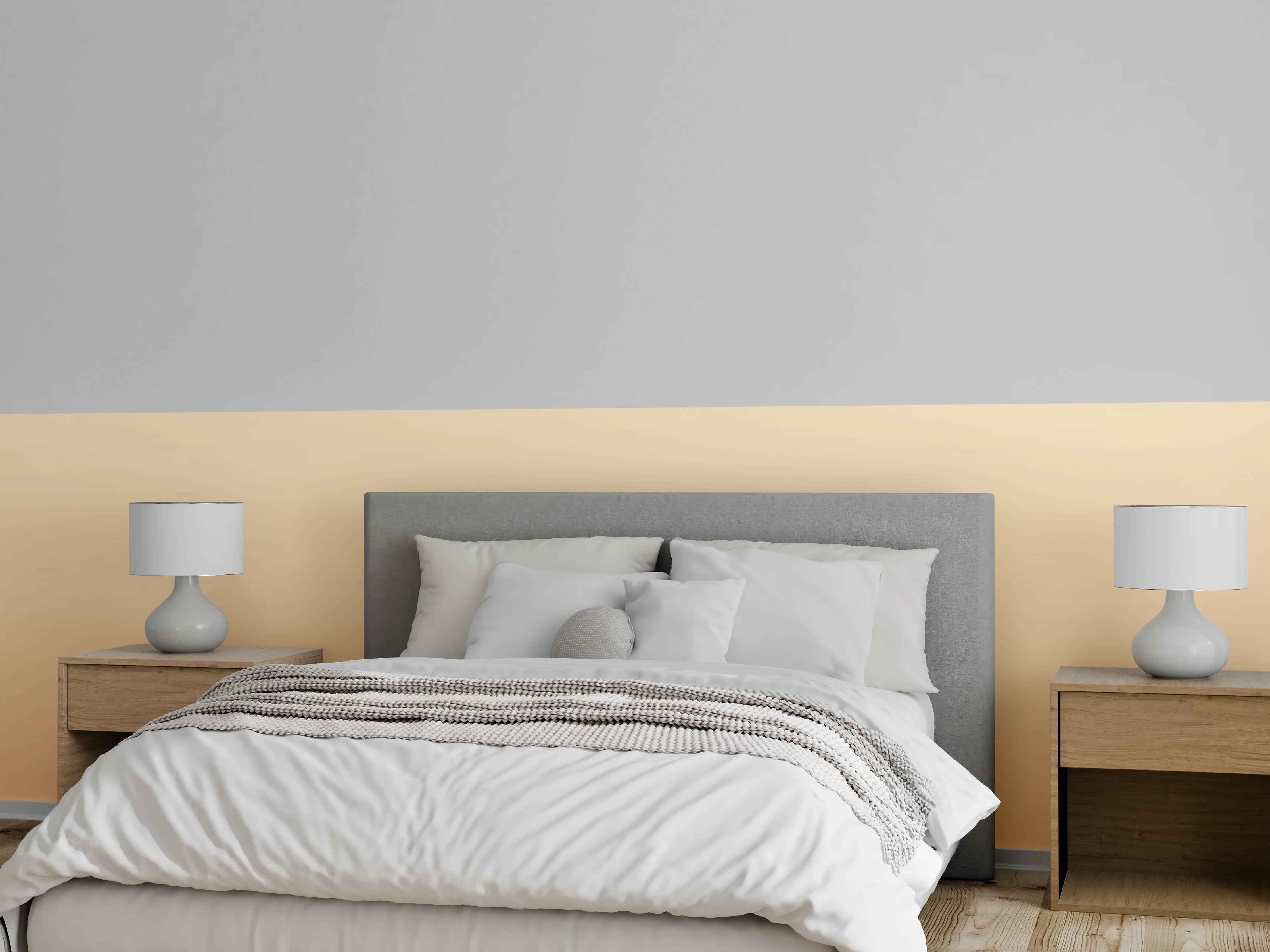 Wandverkleidung Schlafzimmer - Eleganter Farbverlauf in Beige und Braun