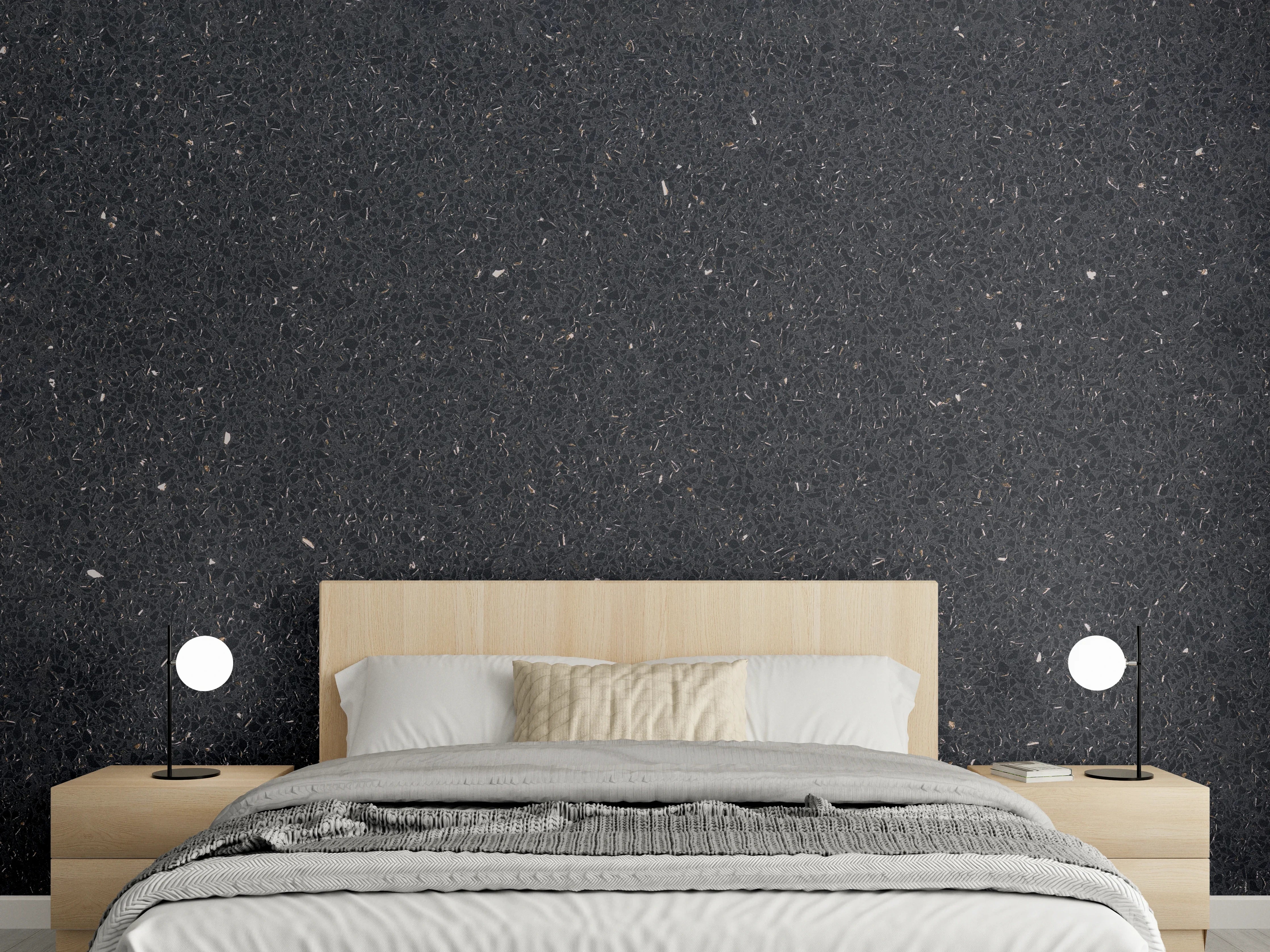 Wandverkleidung Schlafzimmer - Eleganter Schwarz-Granit-Hintergrund