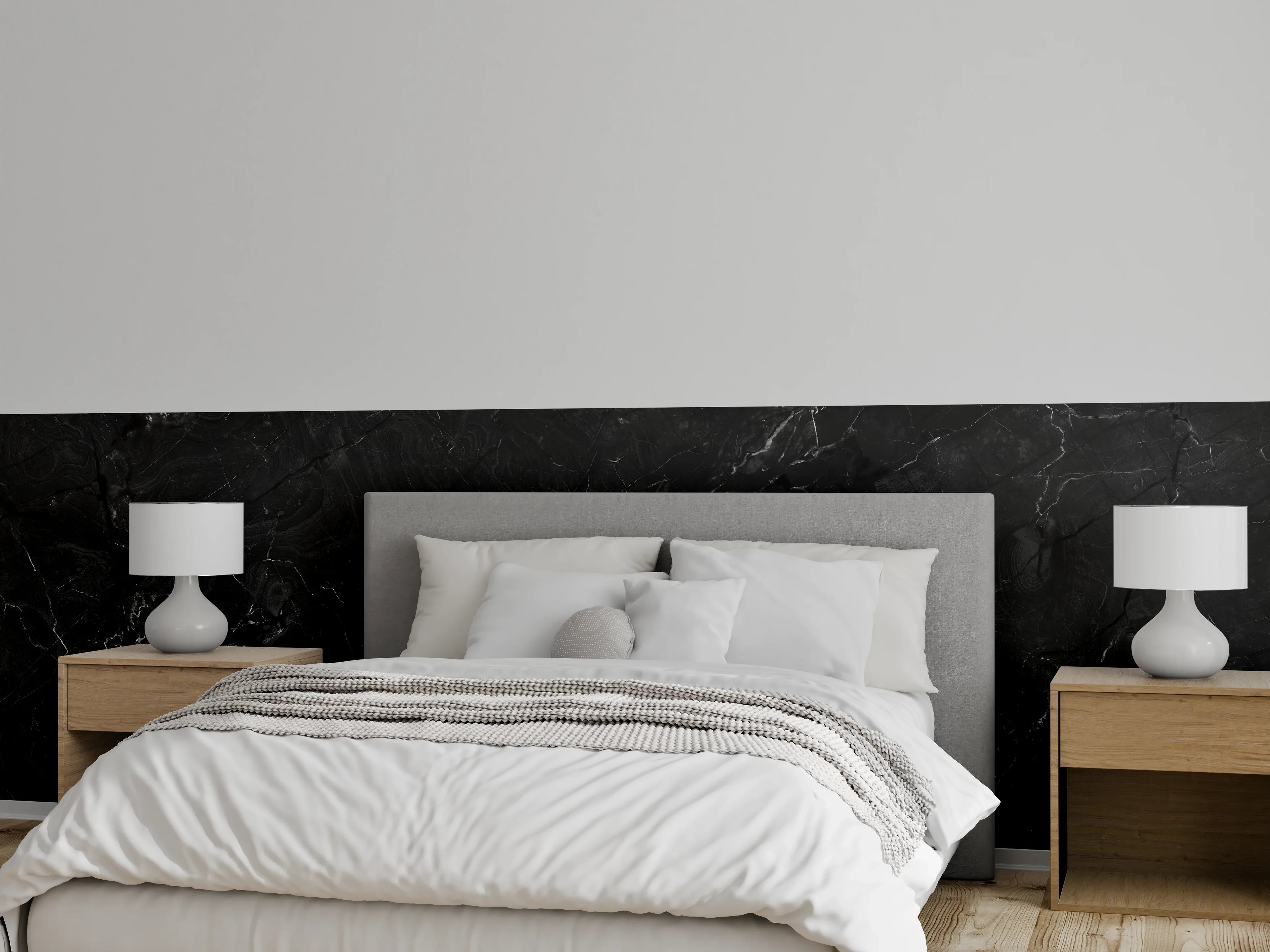 Wandverkleidung Schlafzimmer - Eleganter schwarzer Marmor