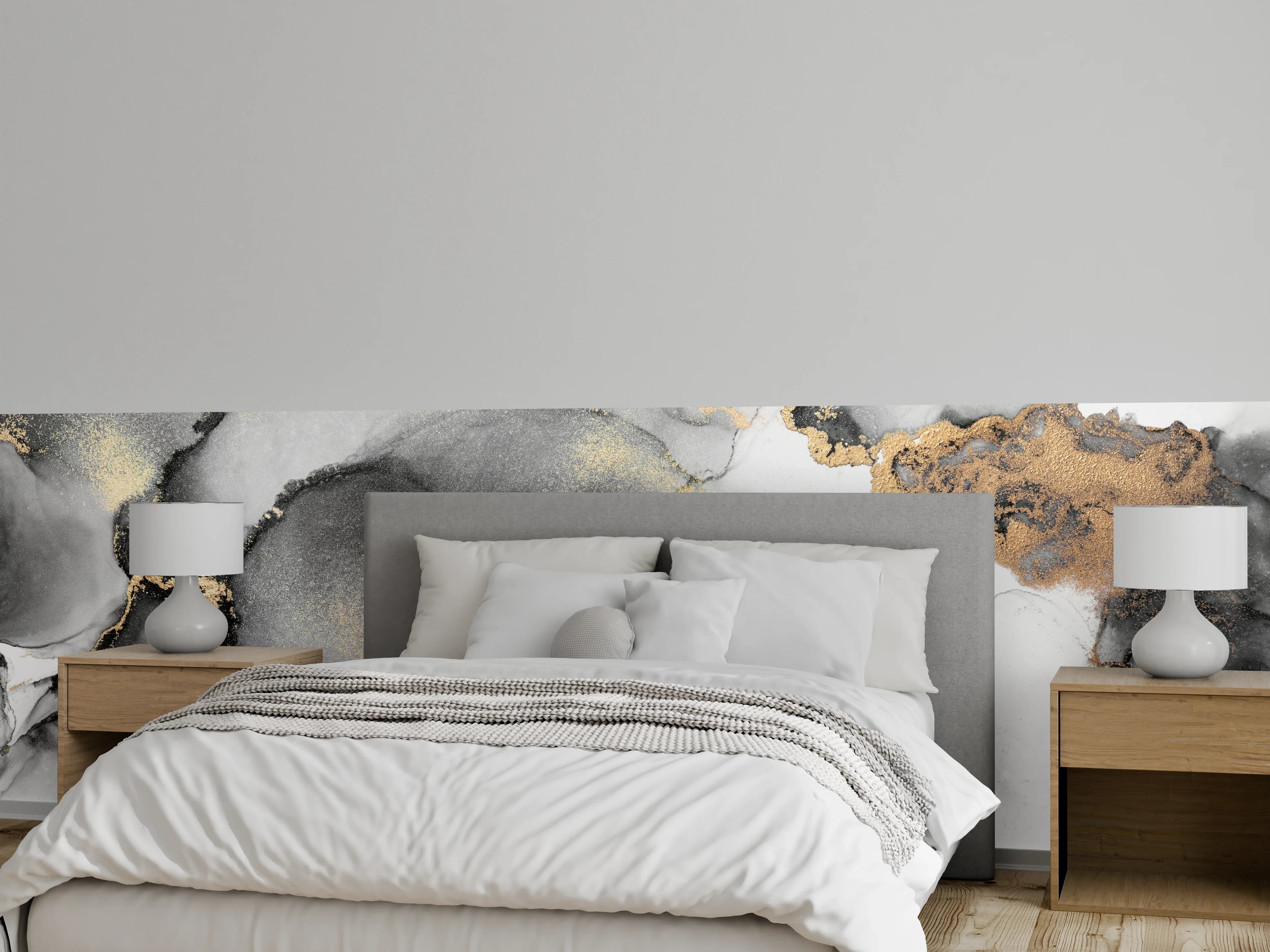 Wandverkleidung Schlafzimmer - Elegantes Indie-Wasserzeichen mit Goldakzenten