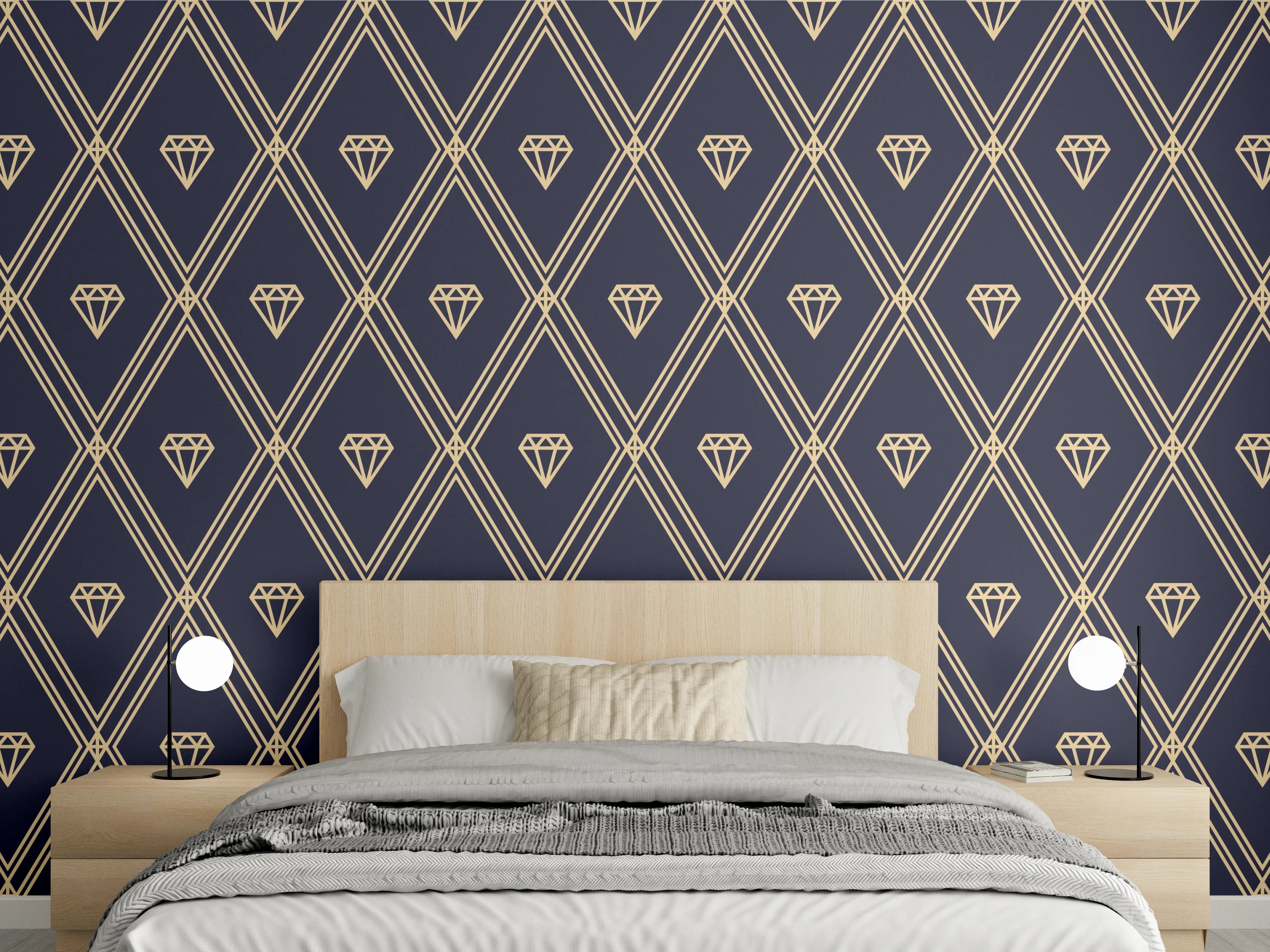 Wandverkleidung Schlafzimmer - Elegantes Marine-Muster