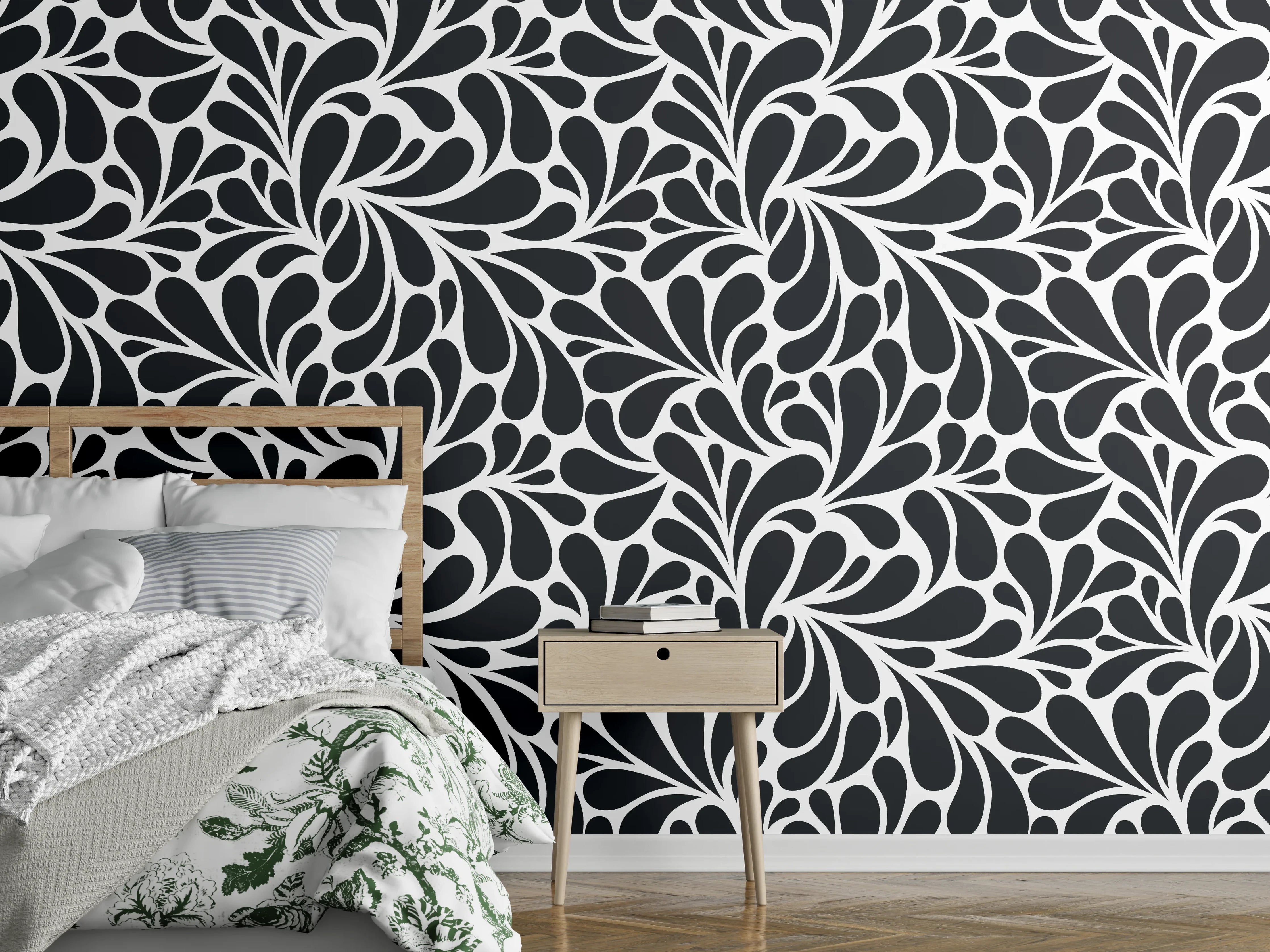 Wandverkleidung Schlafzimmer - Elegantes Schwarzes Und Weißes Muster