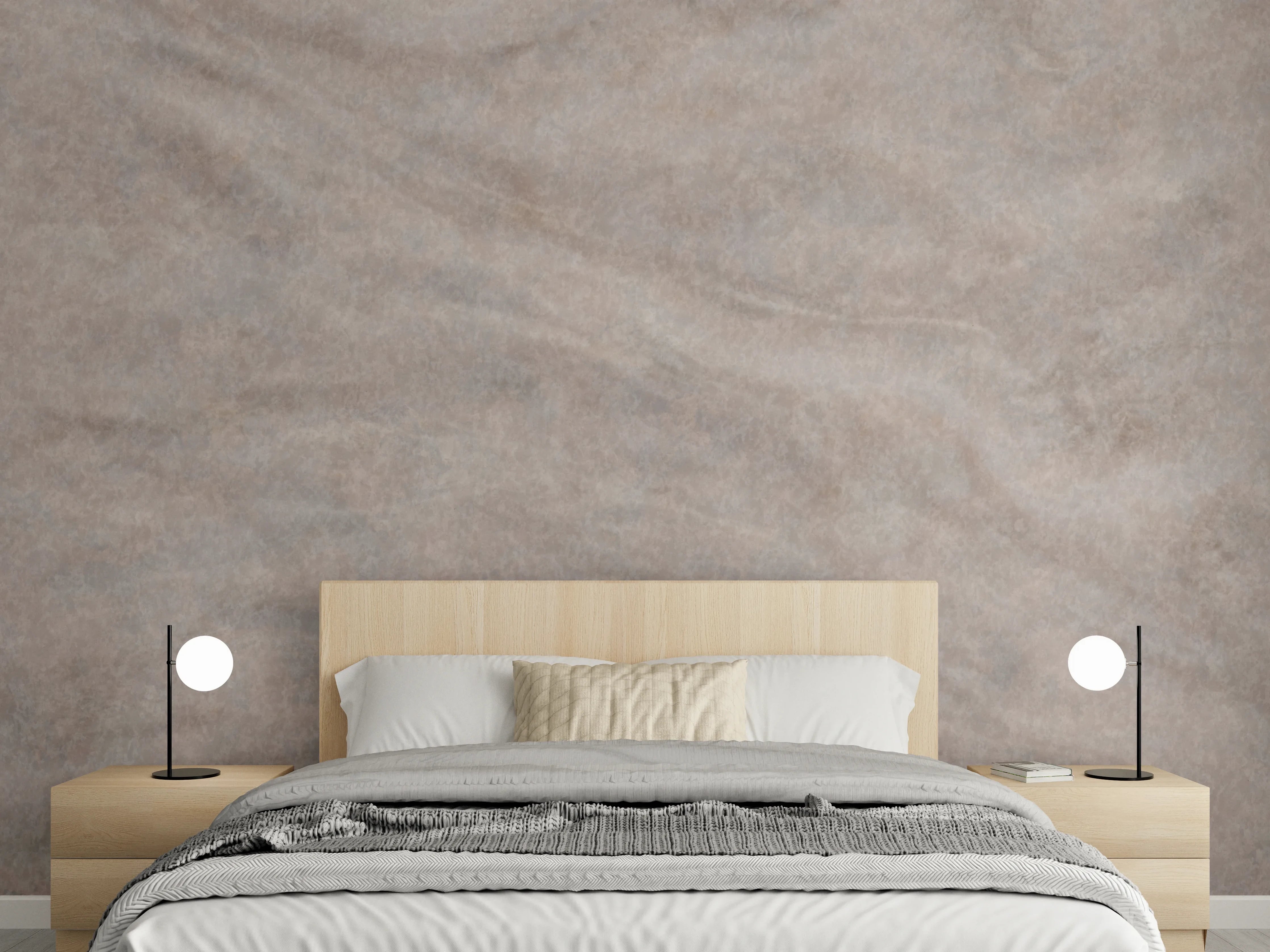 Wandverkleidung Schlafzimmer - Elegantes Steinmuster in Grau-Beige